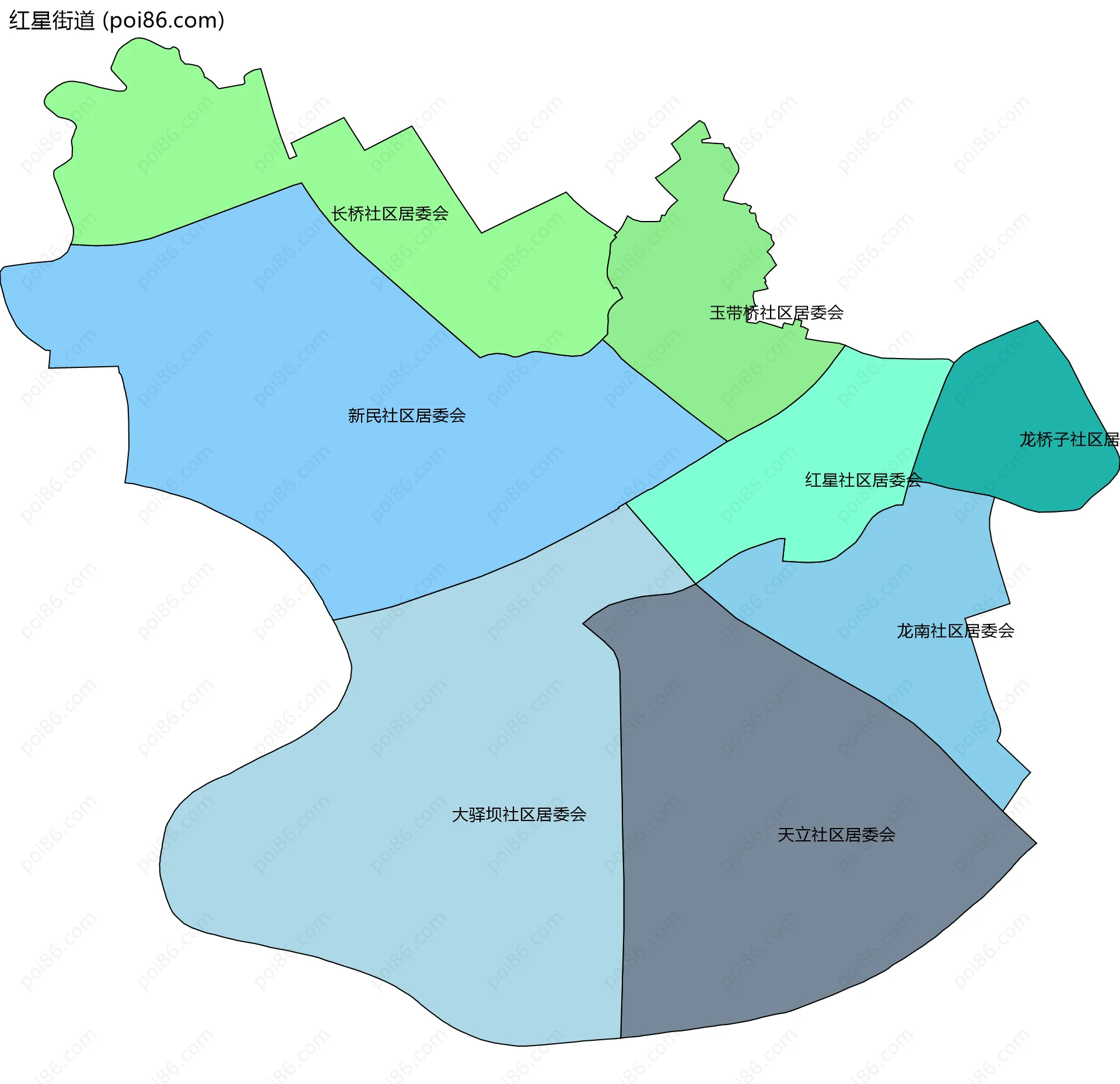 红星街道边界地图(五级行政区划)