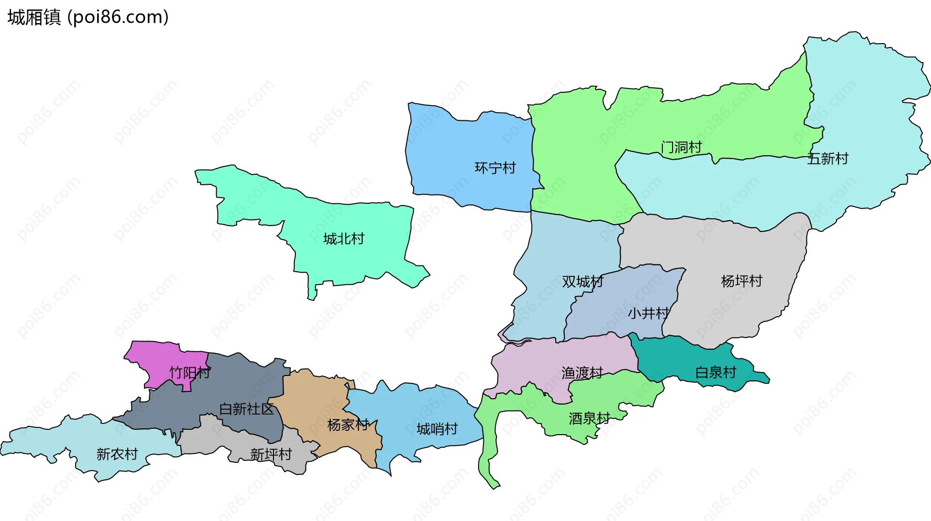 城厢镇边界地图(五级行政区划)