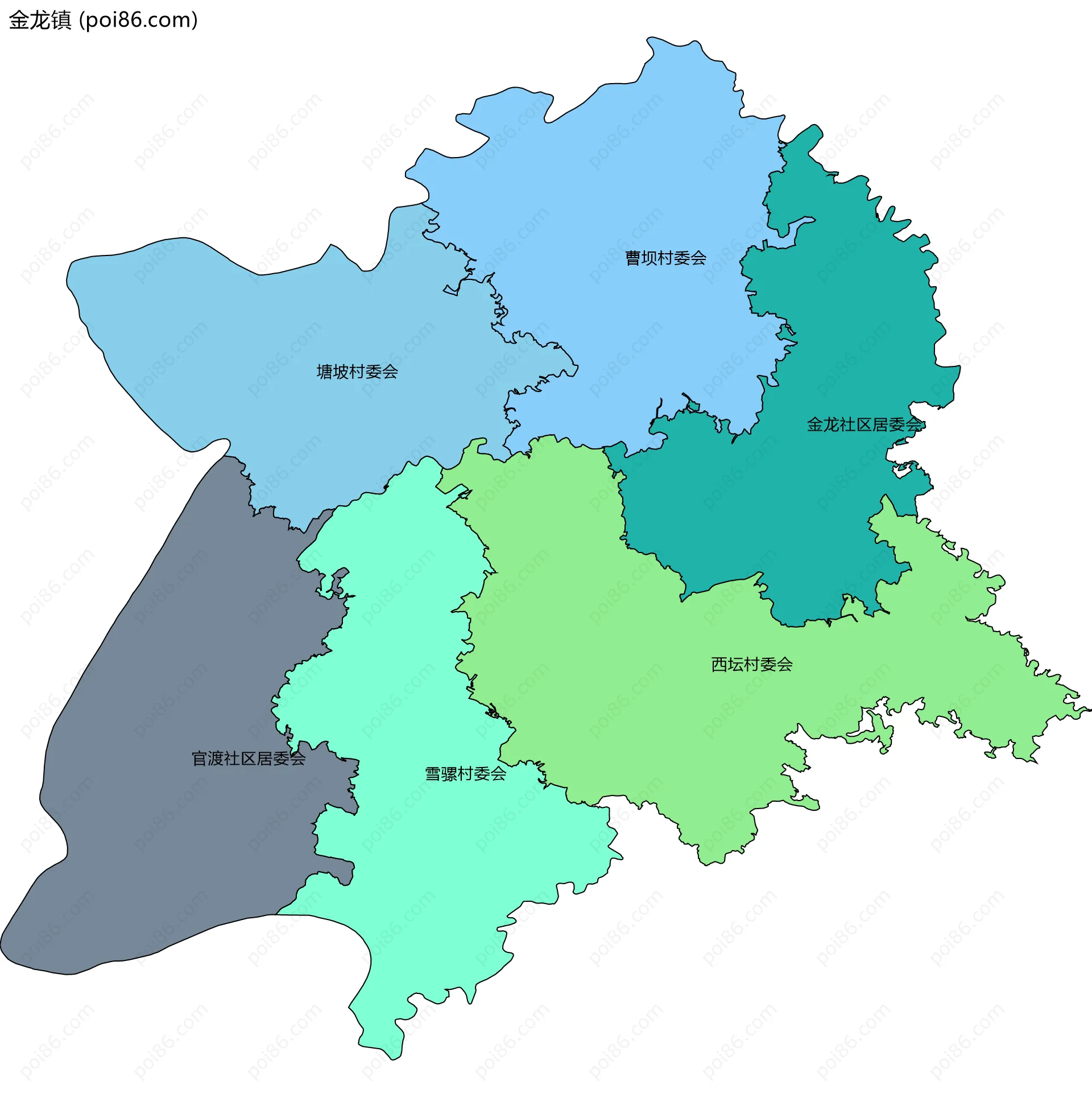 金龙镇边界地图(五级行政区划)