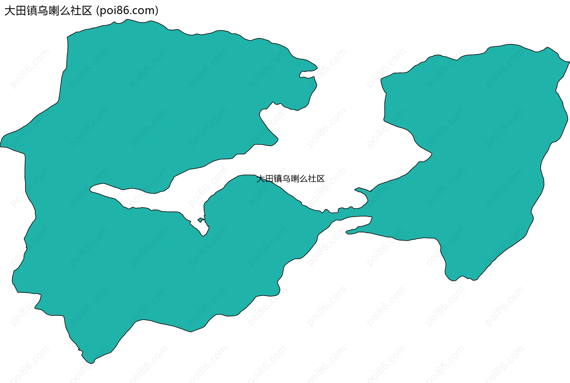 大田镇乌喇么社区边界地图