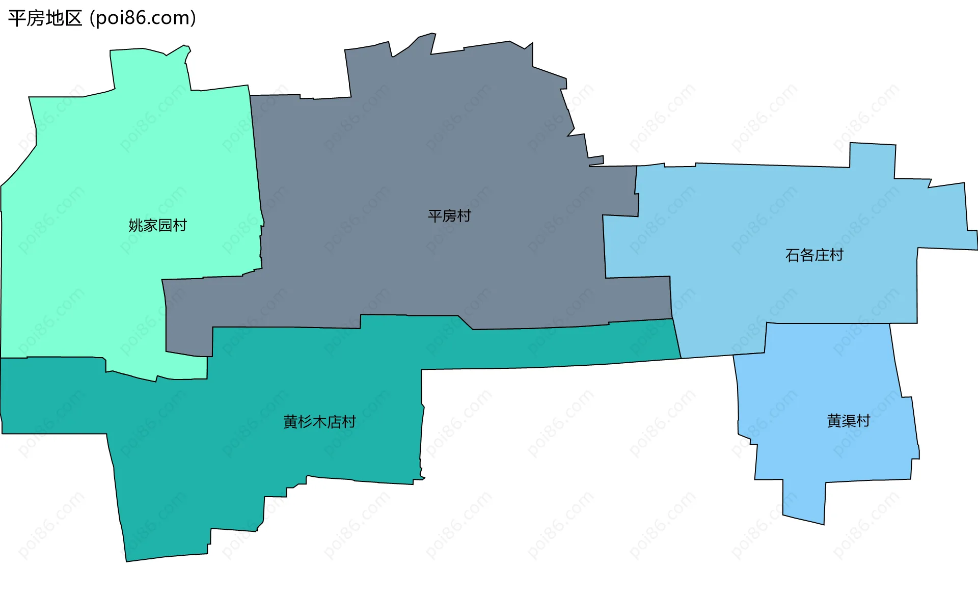 平房地区边界地图(五级行政区划)