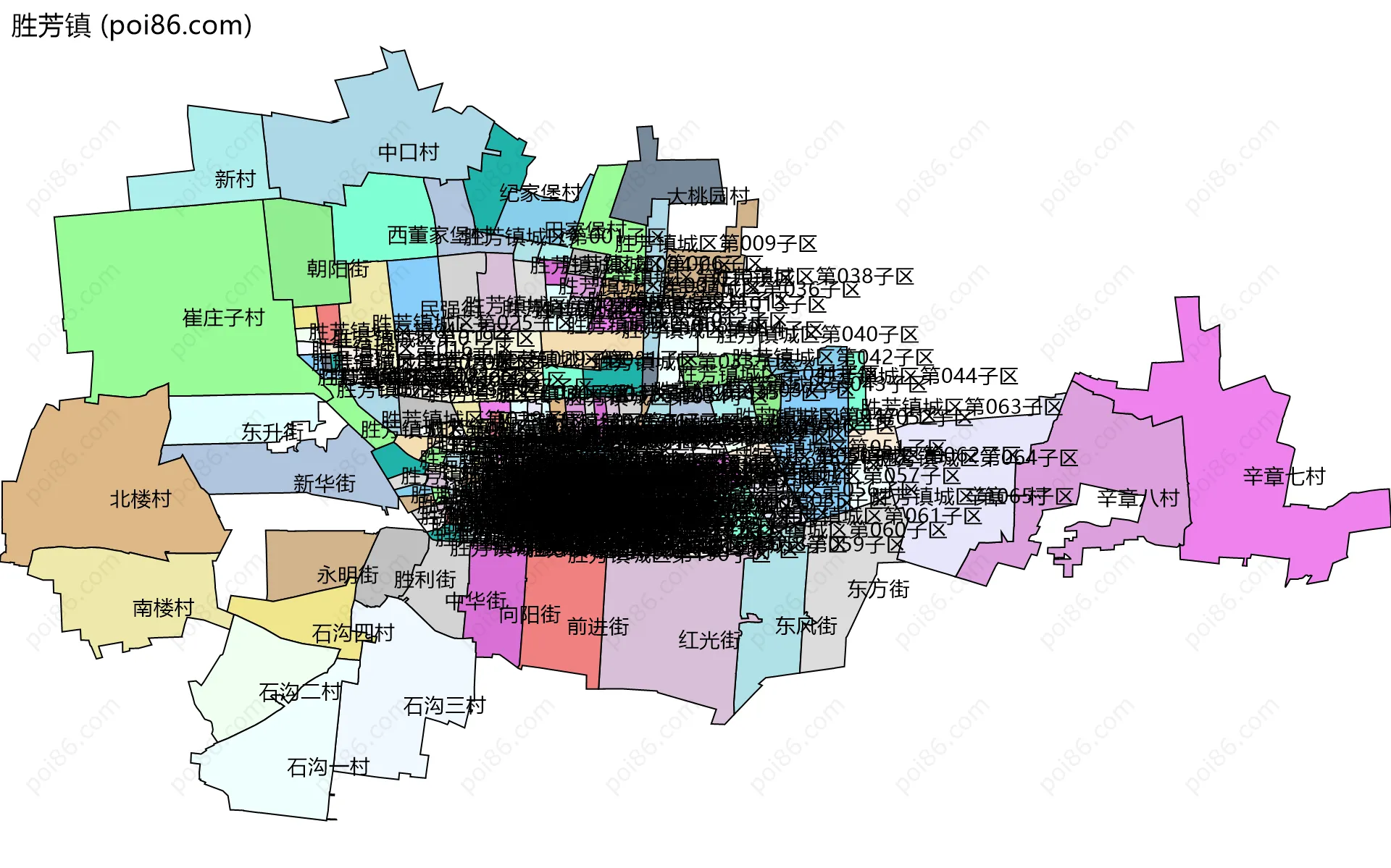 胜芳镇边界地图(五级行政区划)