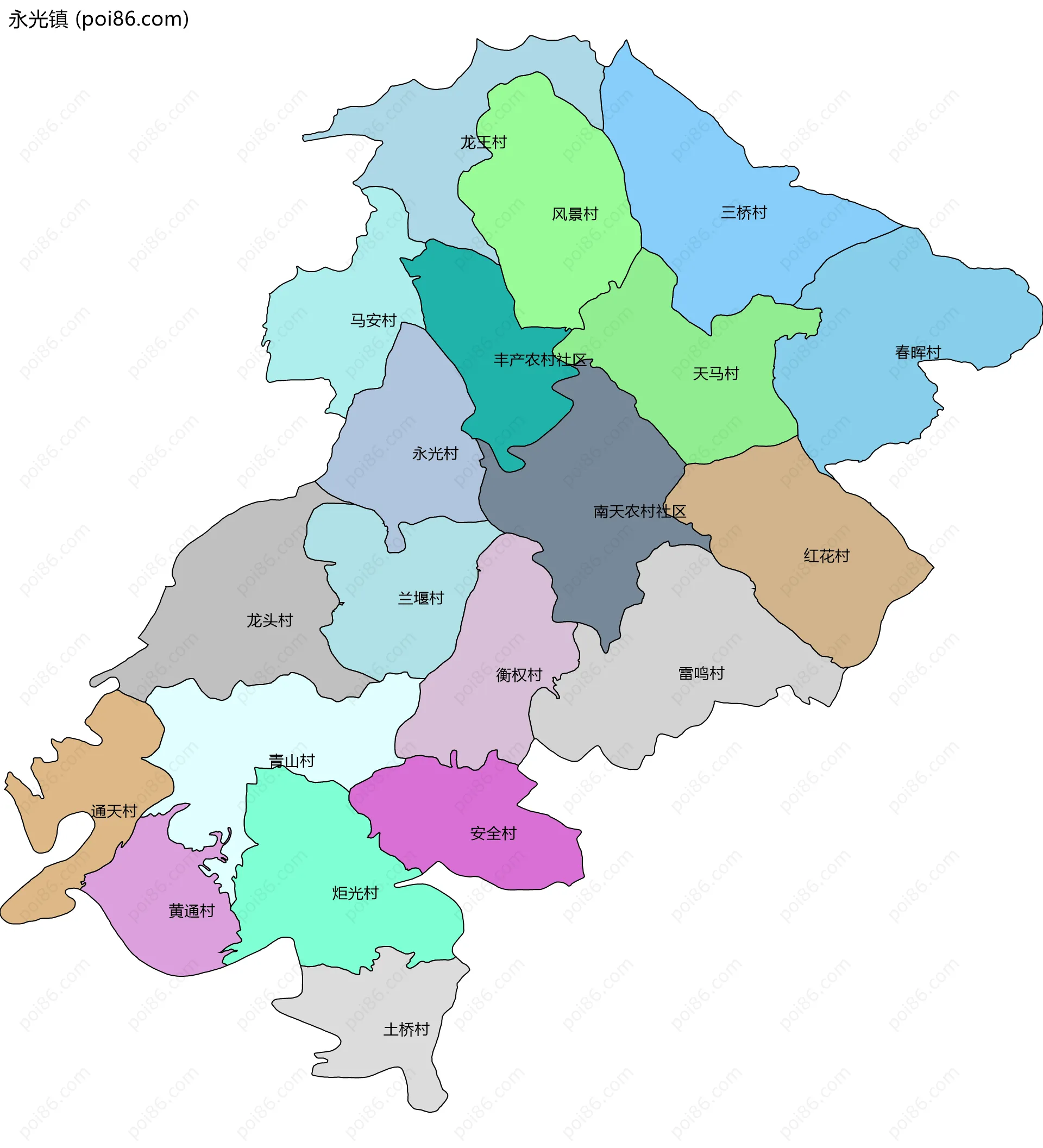 永光镇边界地图(五级行政区划)