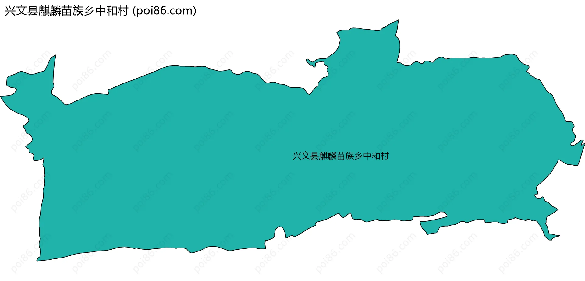 兴文县麒麟苗族乡中和村边界地图