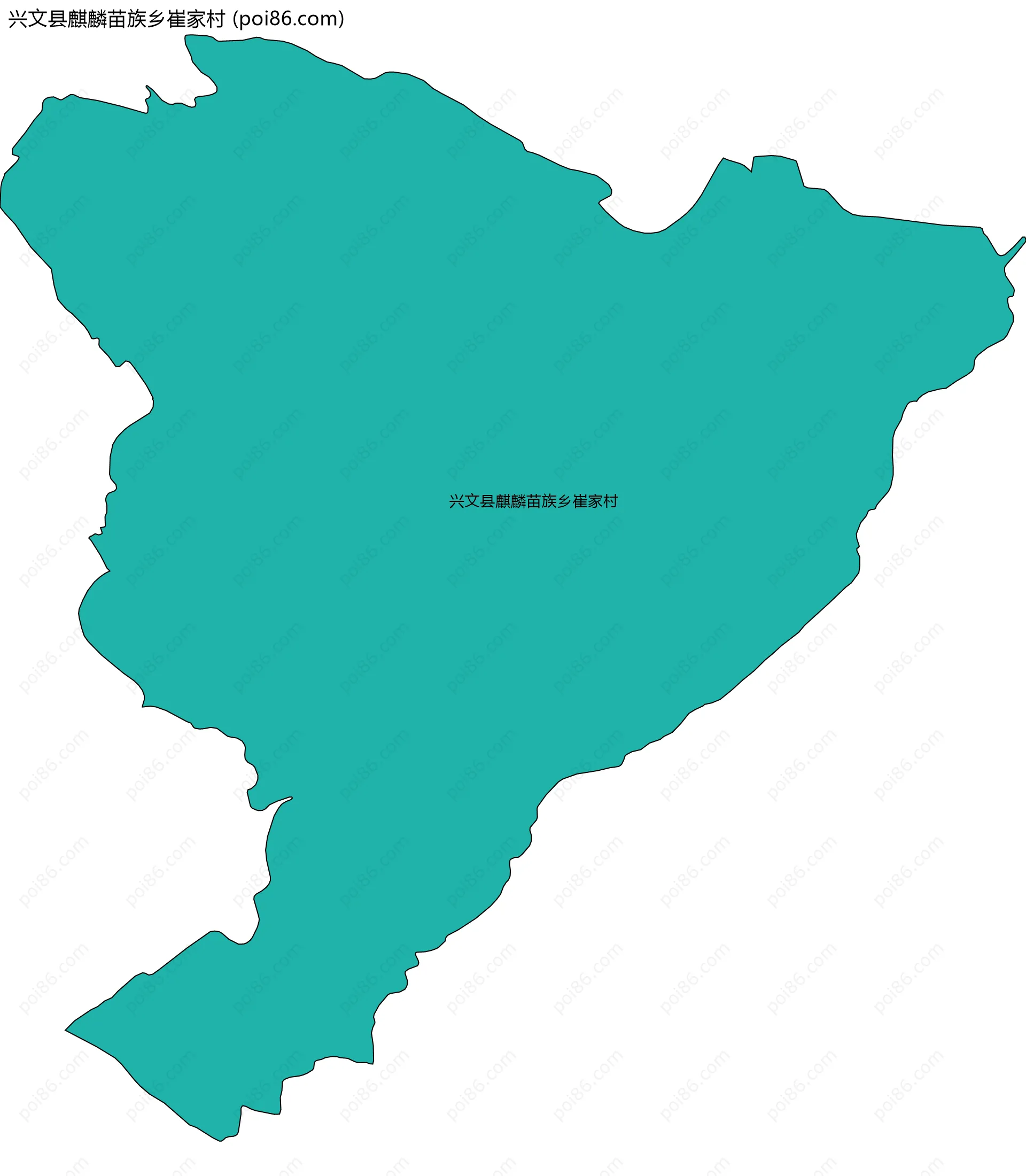 兴文县麒麟苗族乡崔家村边界地图