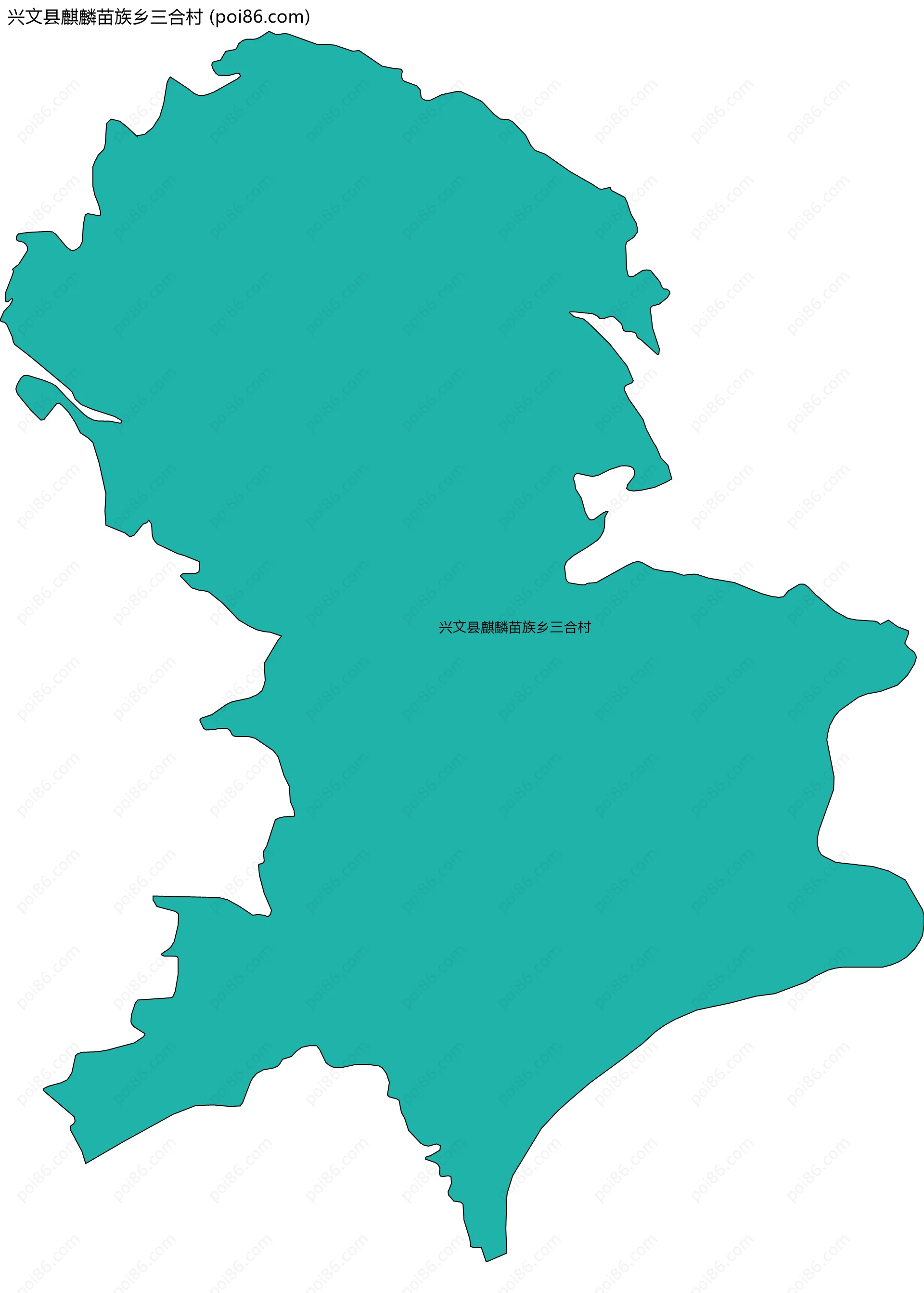 兴文县麒麟苗族乡三合村边界地图