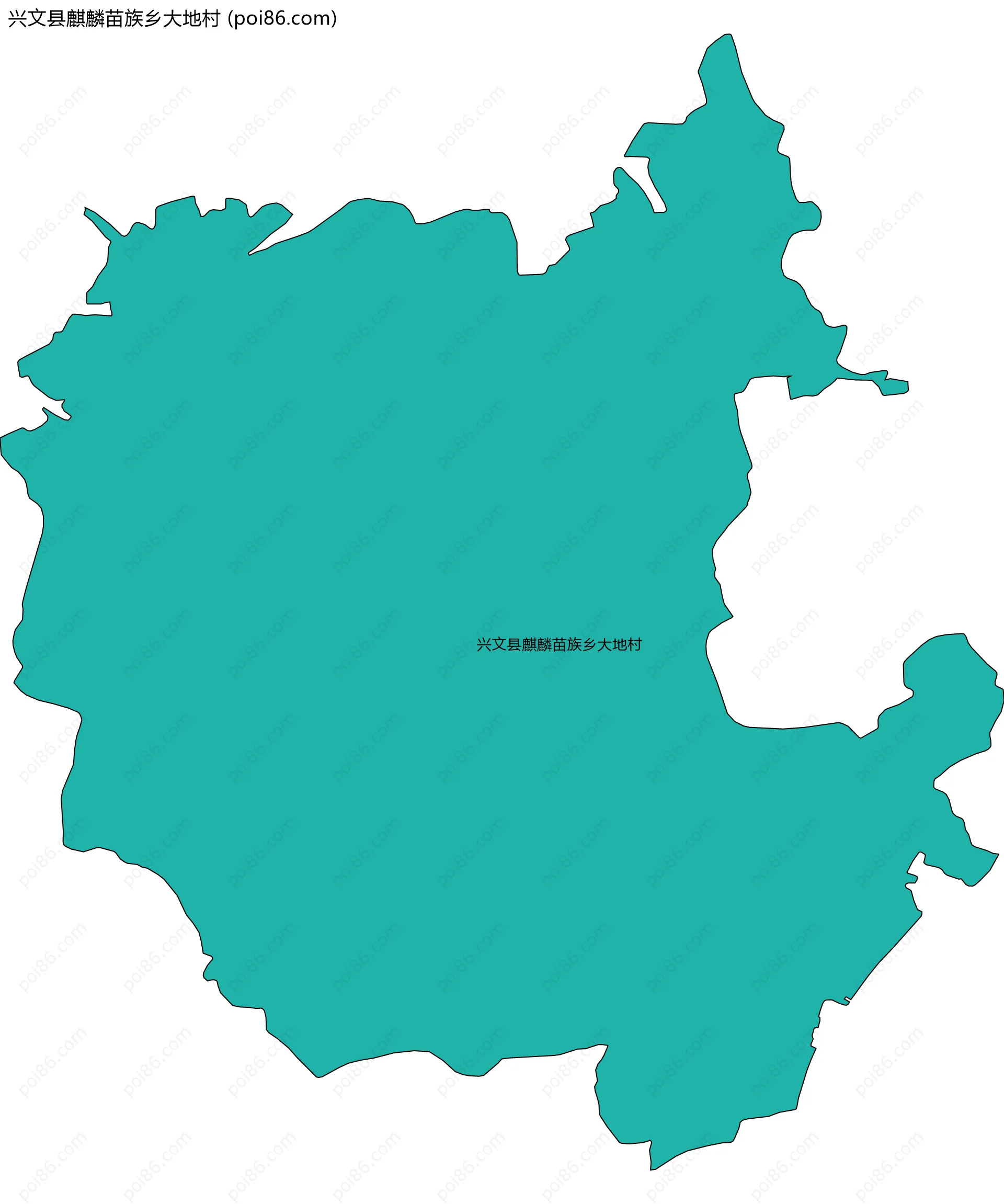 兴文县麒麟苗族乡大地村边界地图