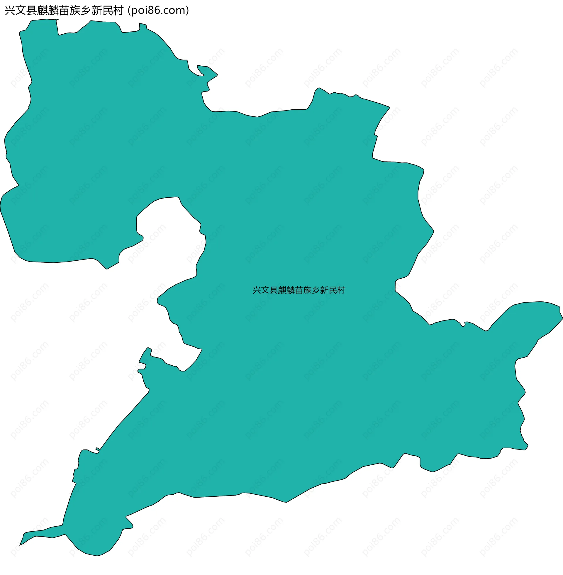 兴文县麒麟苗族乡新民村边界地图