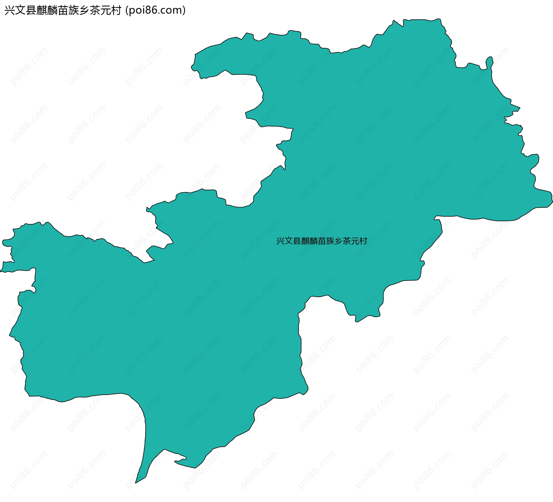 兴文县麒麟苗族乡茶元村边界地图