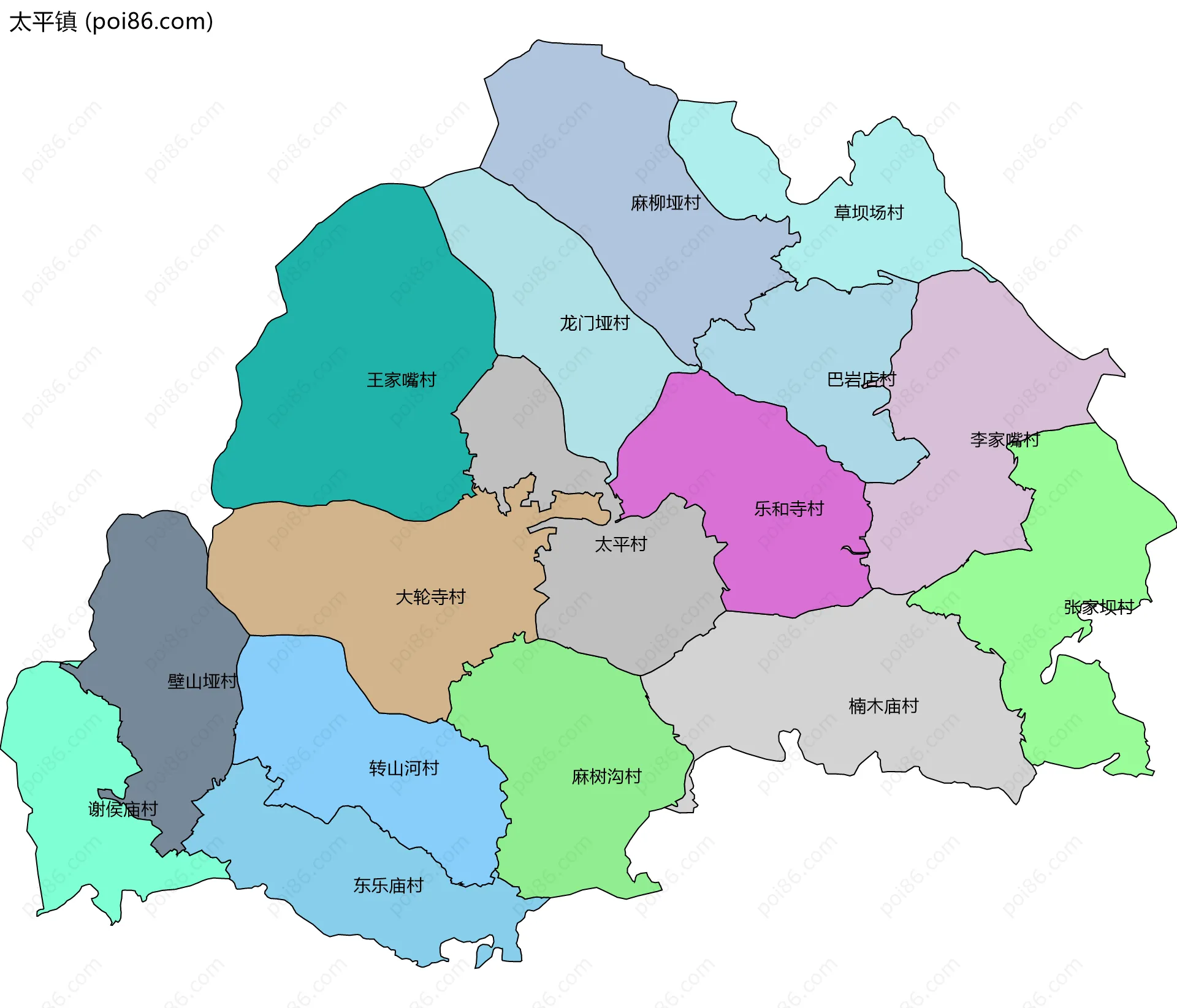 太平镇边界地图(五级行政区划)