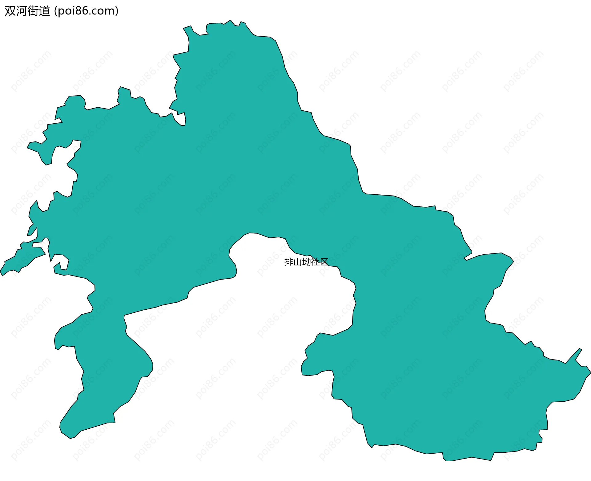 双河街道边界地图(五级行政区划)