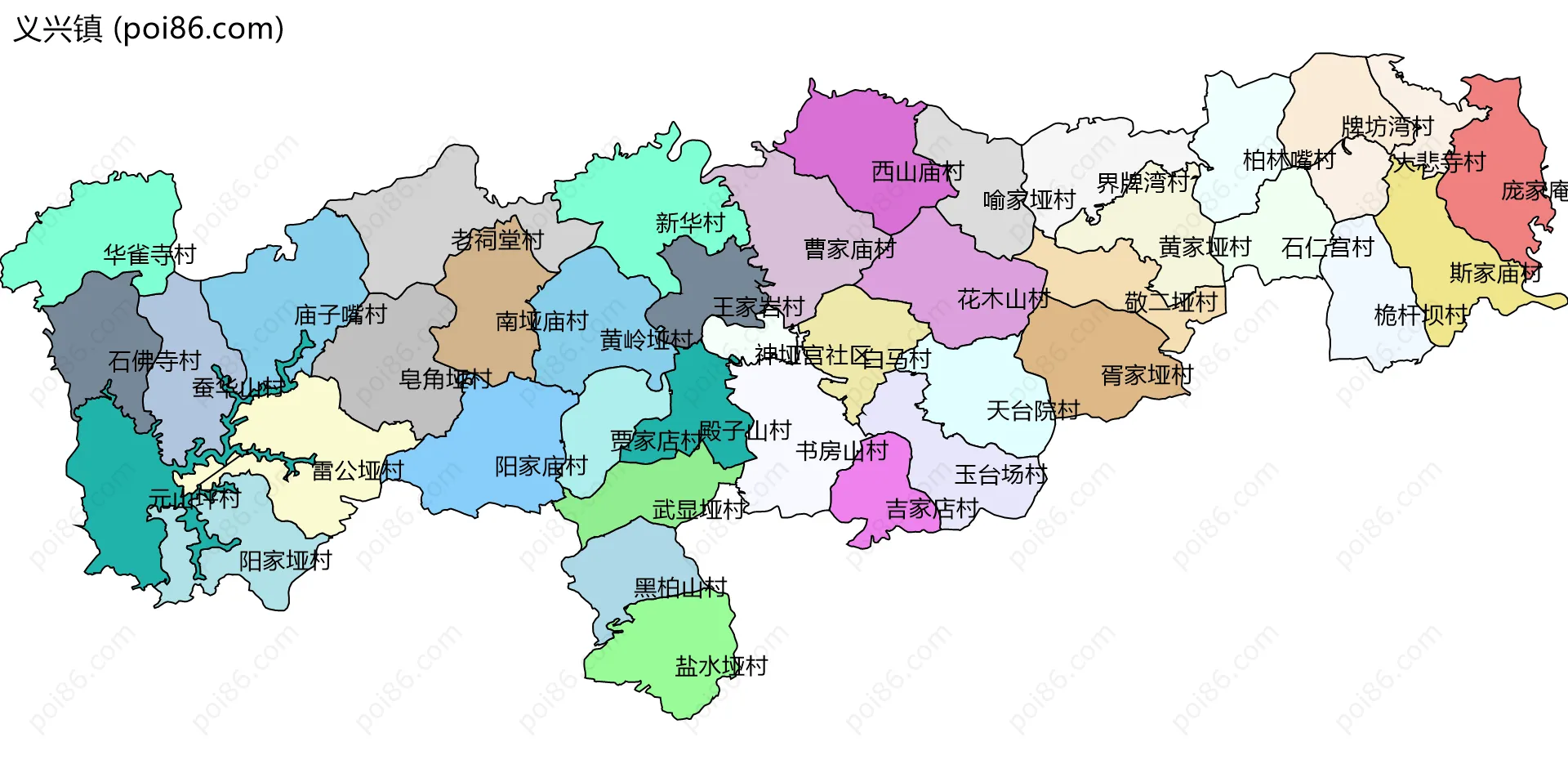 义兴镇边界地图(五级行政区划)