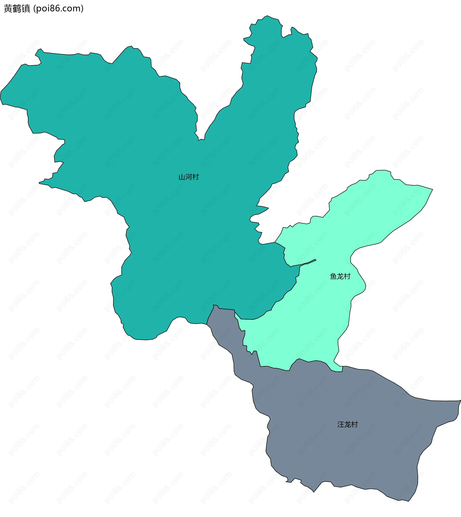 黄鹤镇边界地图(五级行政区划)
