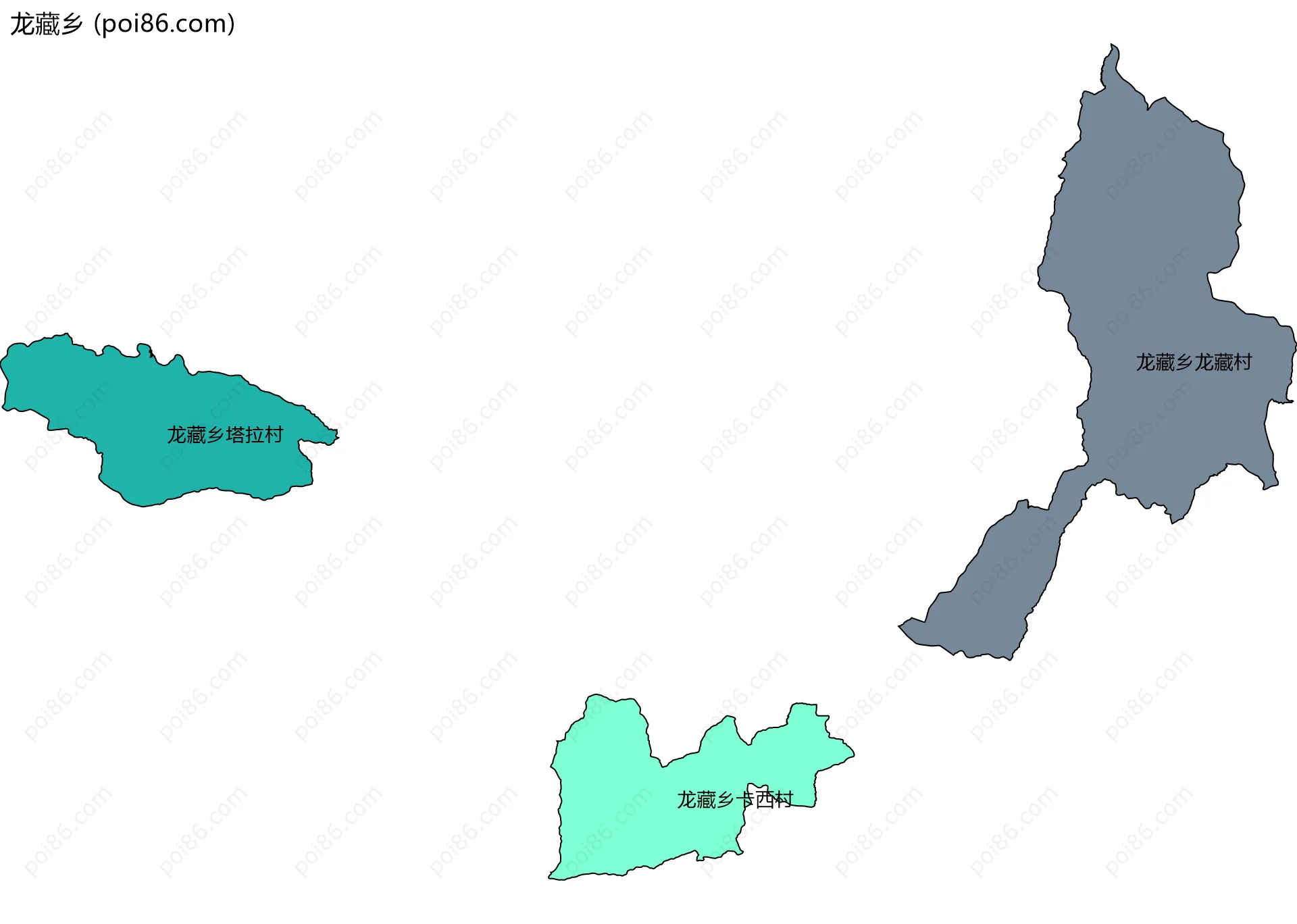龙藏乡边界地图(五级行政区划)