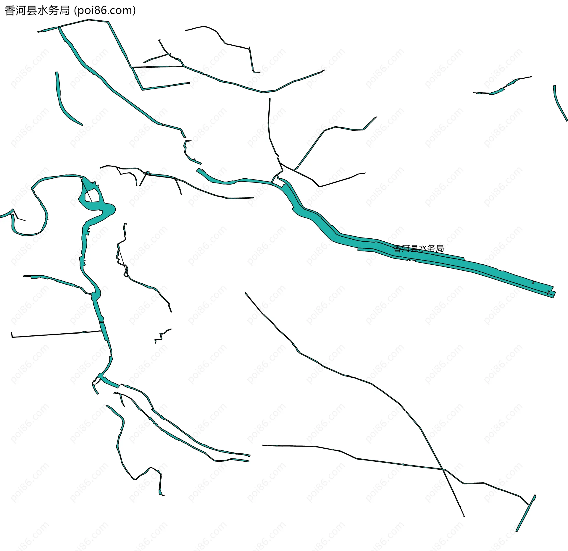 香河县水务局边界地图(五级行政区划)