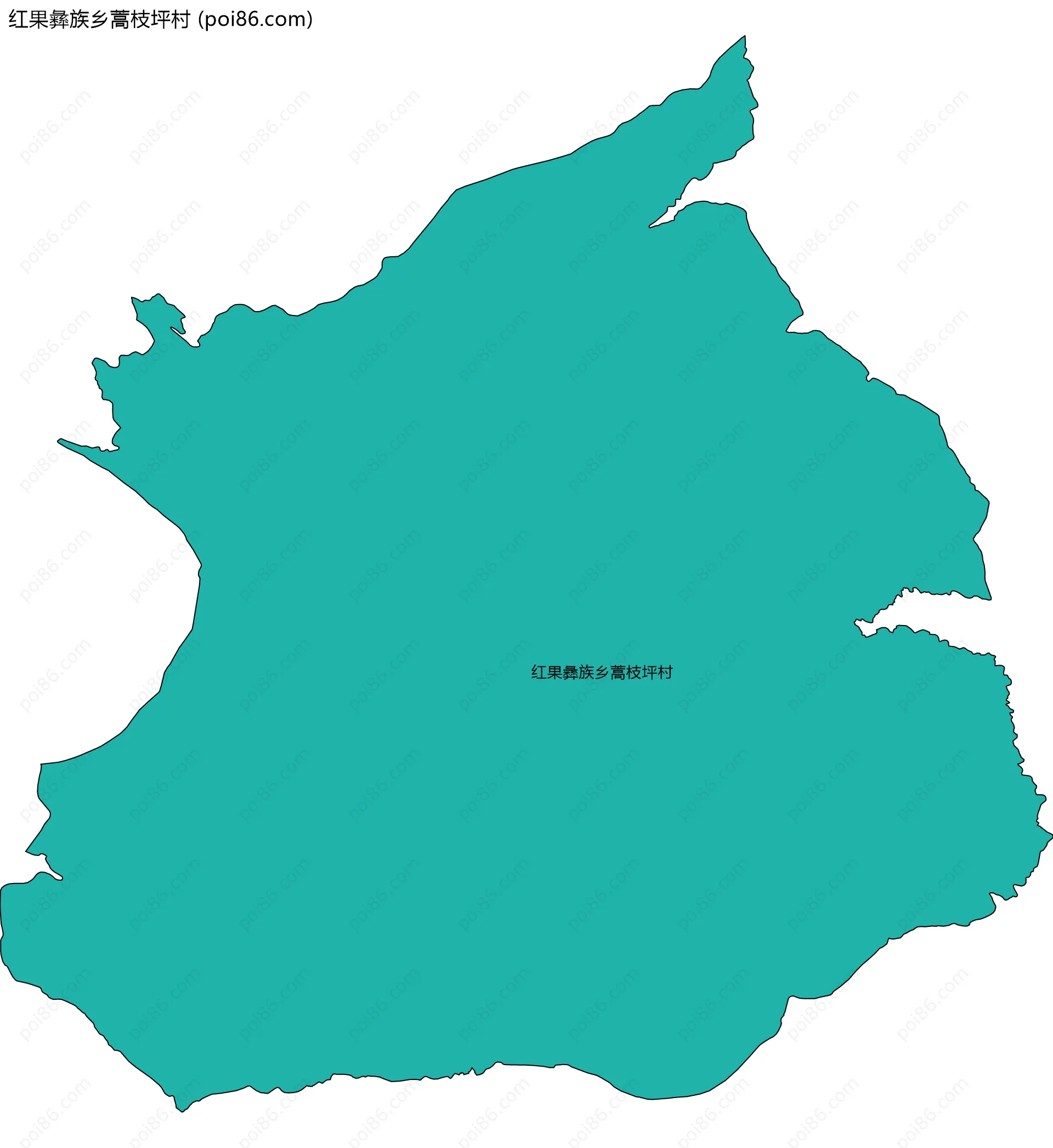 红果彝族乡蒿枝坪村边界地图