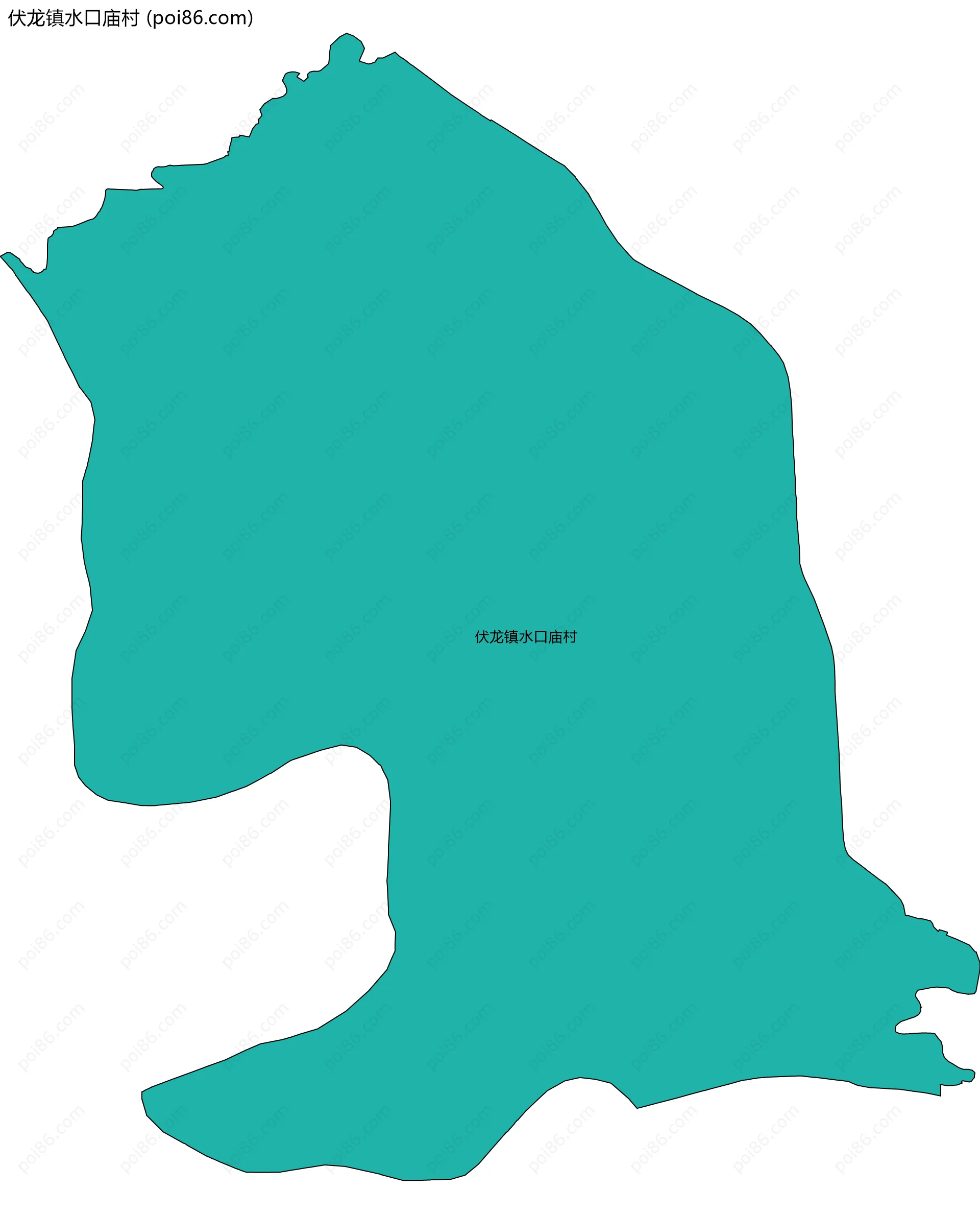 伏龙镇水口庙村边界地图