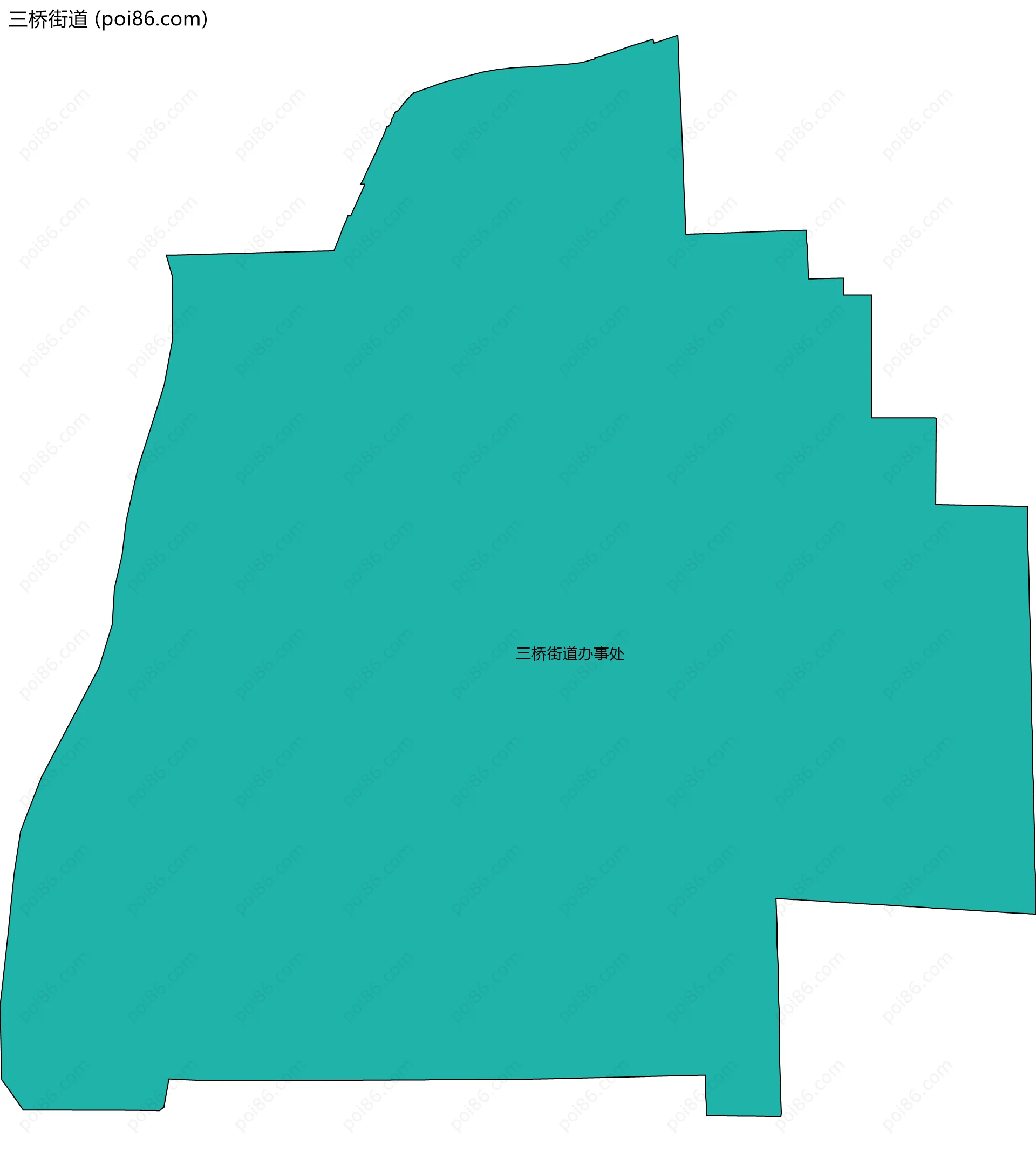 三桥街道边界地图(五级行政区划)