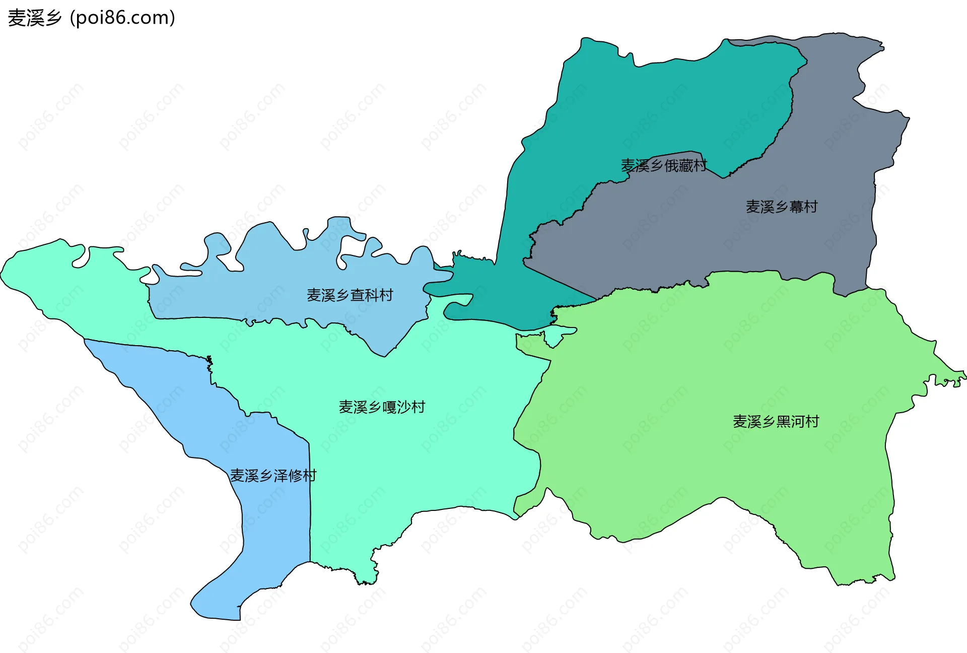 麦溪乡边界地图(五级行政区划)