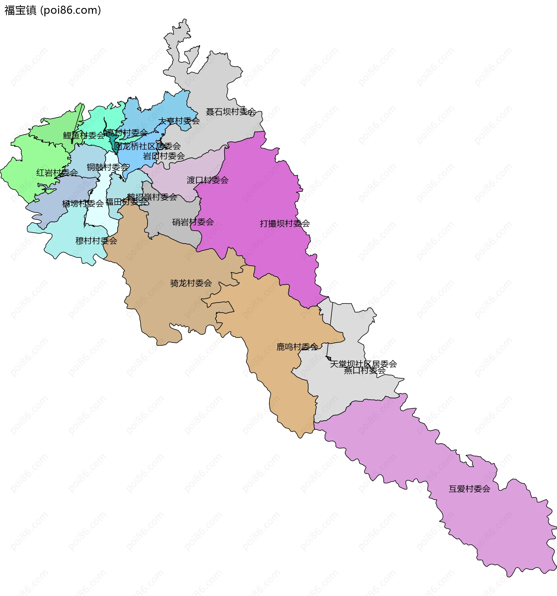 福宝镇边界地图(五级行政区划)