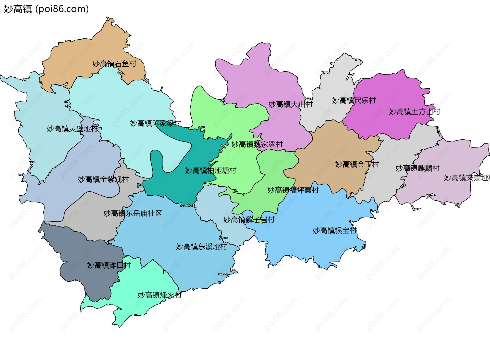 妙高镇边界地图(五级行政区划)