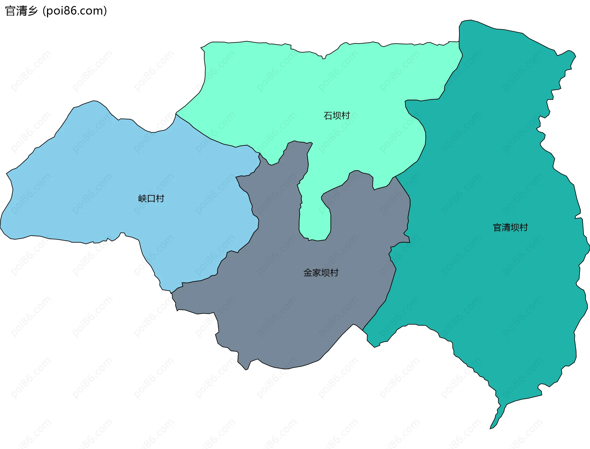 官清乡边界地图(五级行政区划)