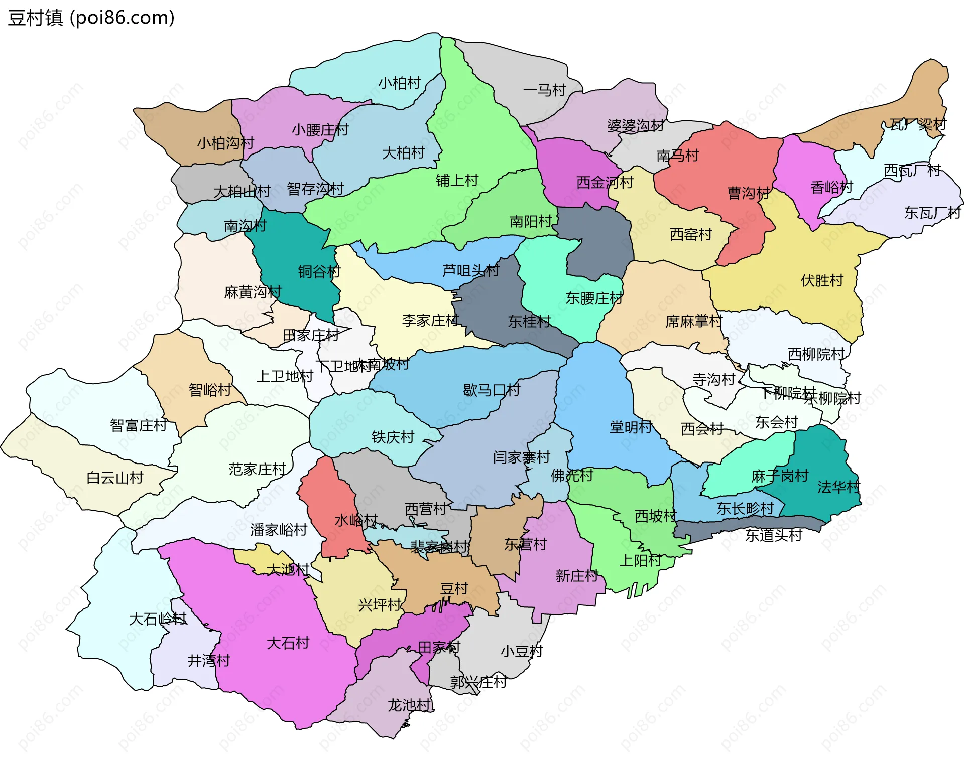 豆村镇边界地图(五级行政区划)