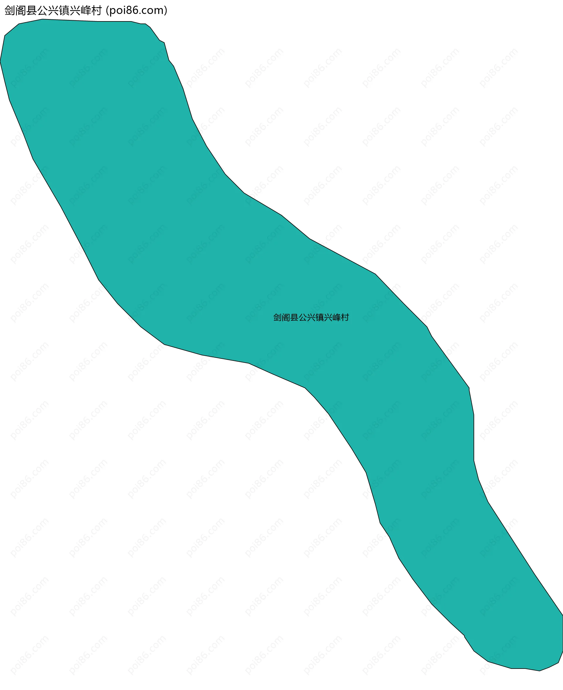 剑阁县公兴镇兴峰村边界地图