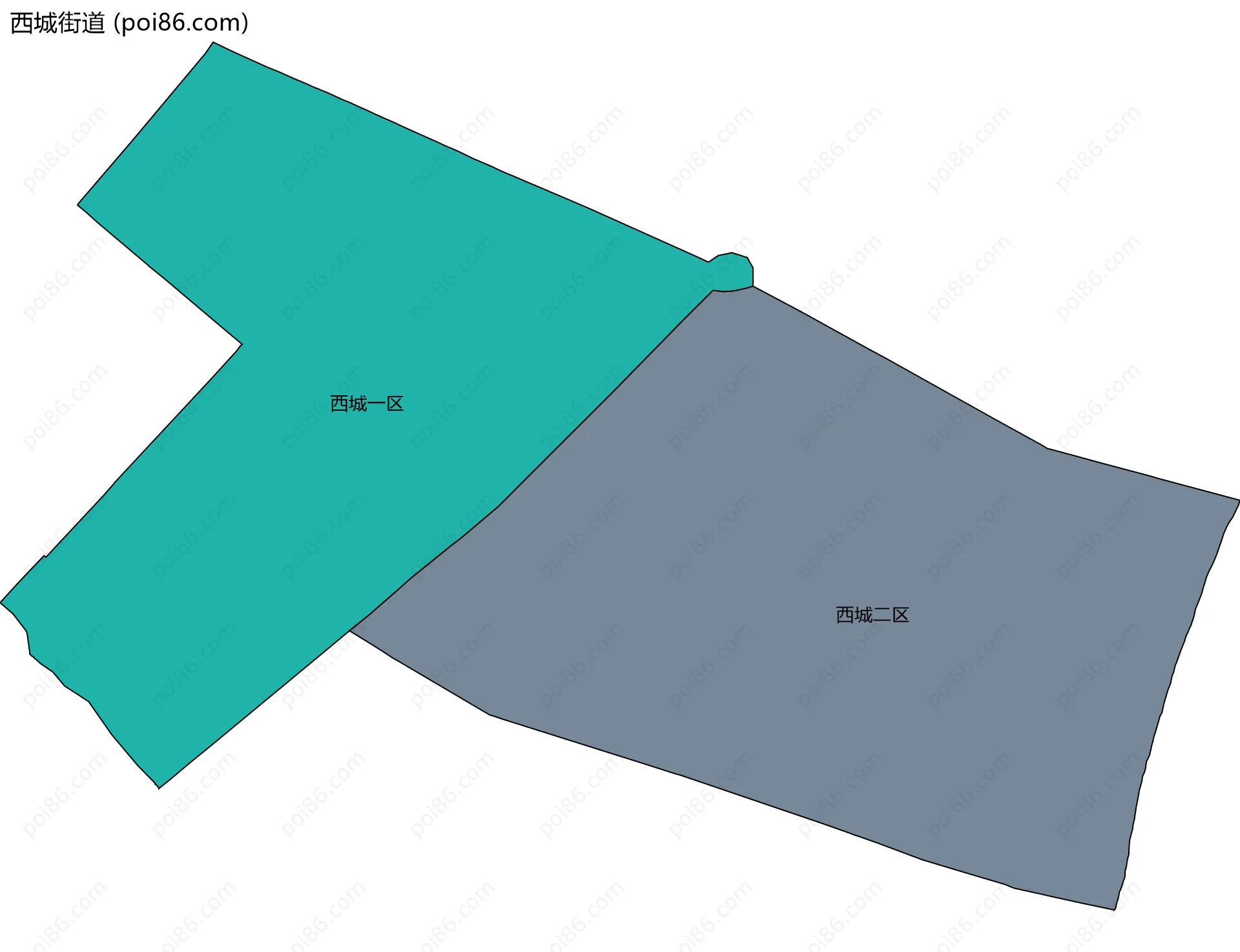 西城街道边界地图(五级行政区划)