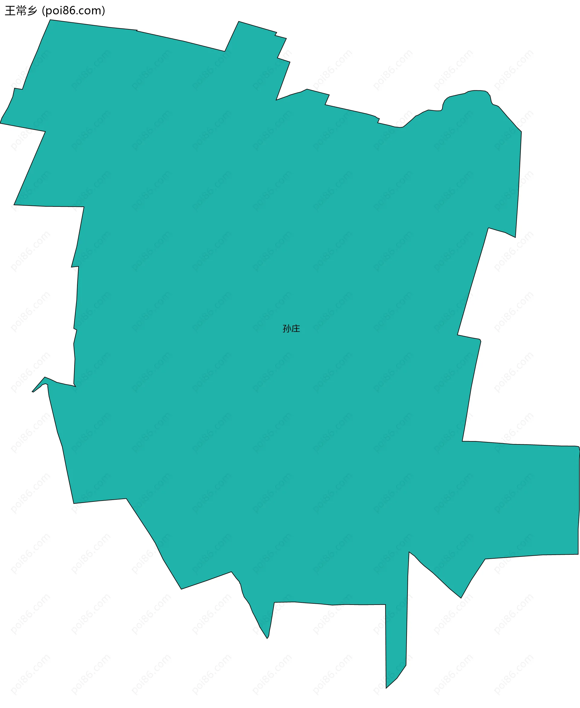 王常乡边界地图(五级行政区划)