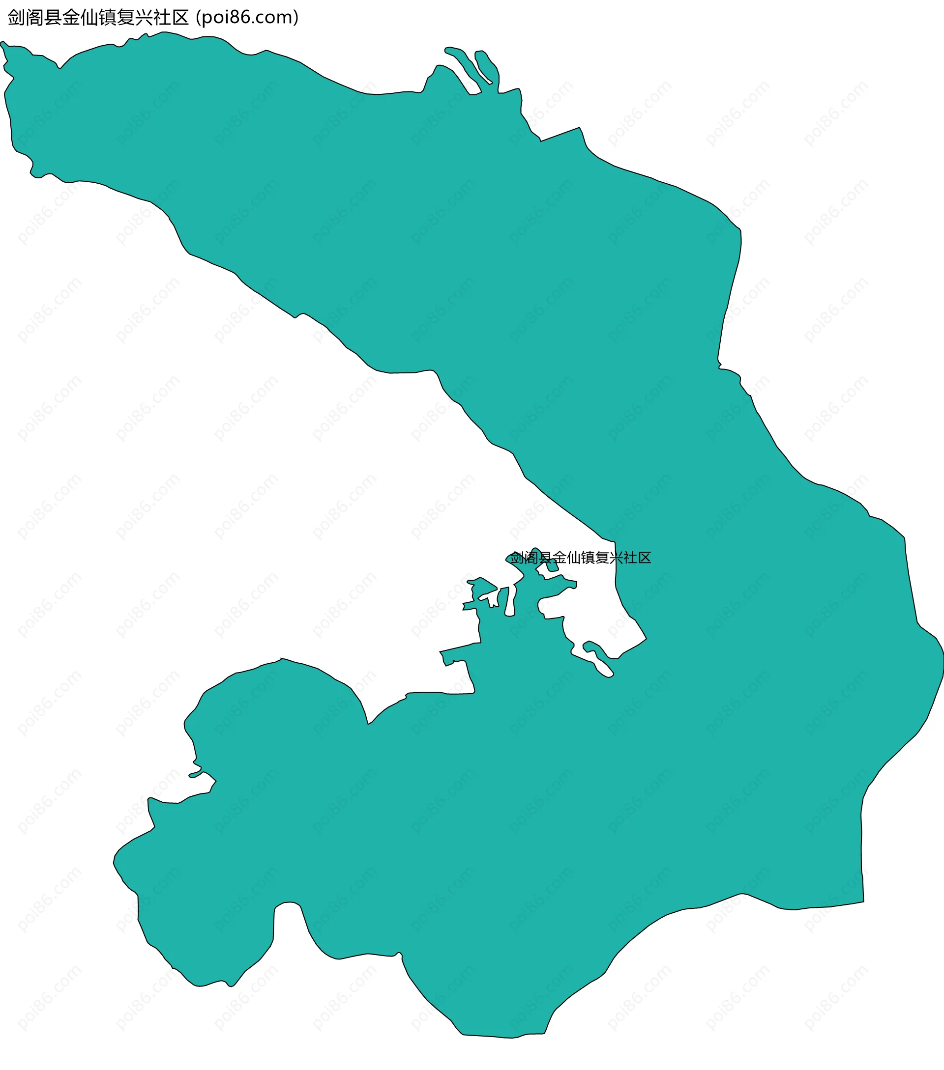 剑阁县金仙镇复兴社区边界地图