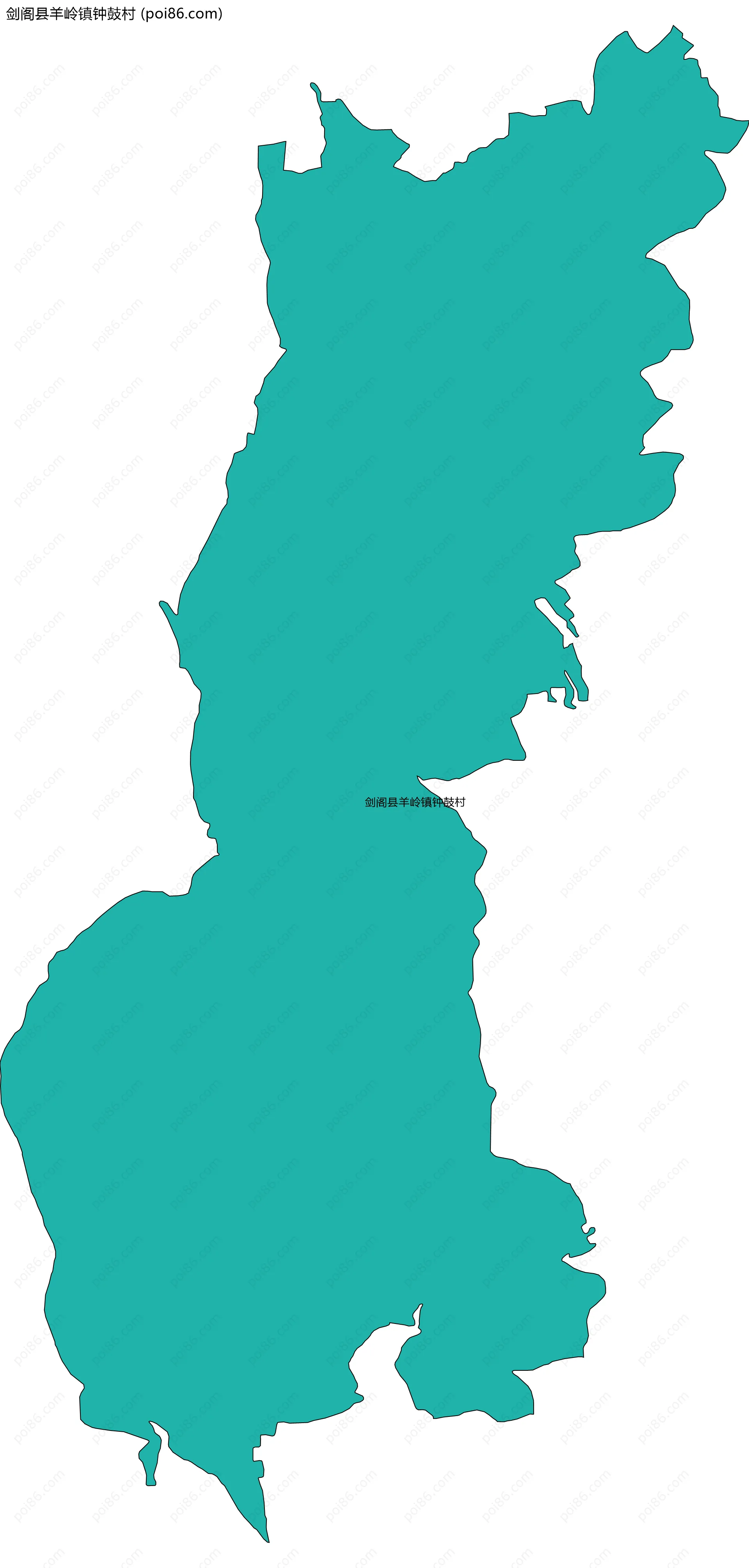 剑阁县羊岭镇钟鼓村边界地图