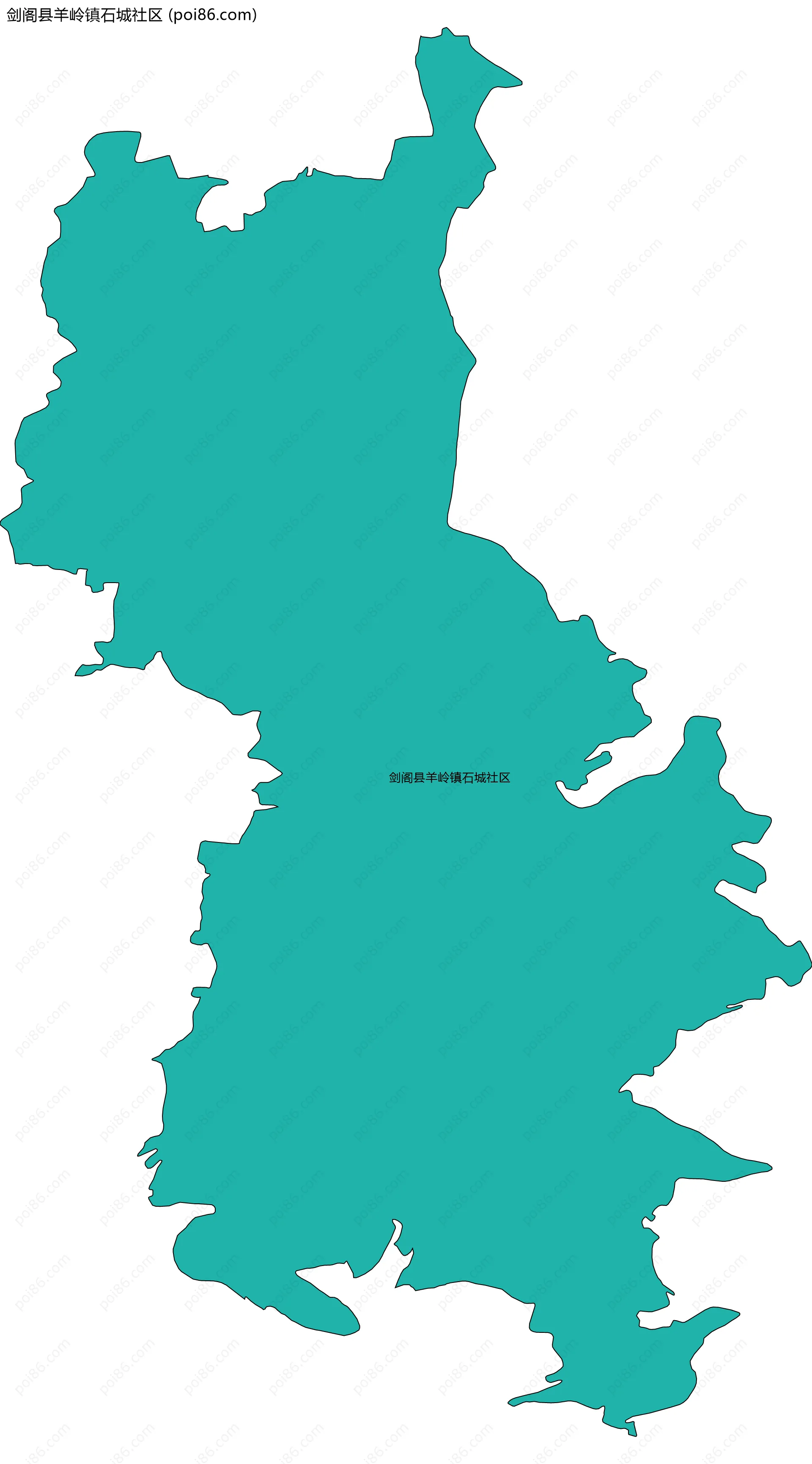 剑阁县羊岭镇石城社区边界地图