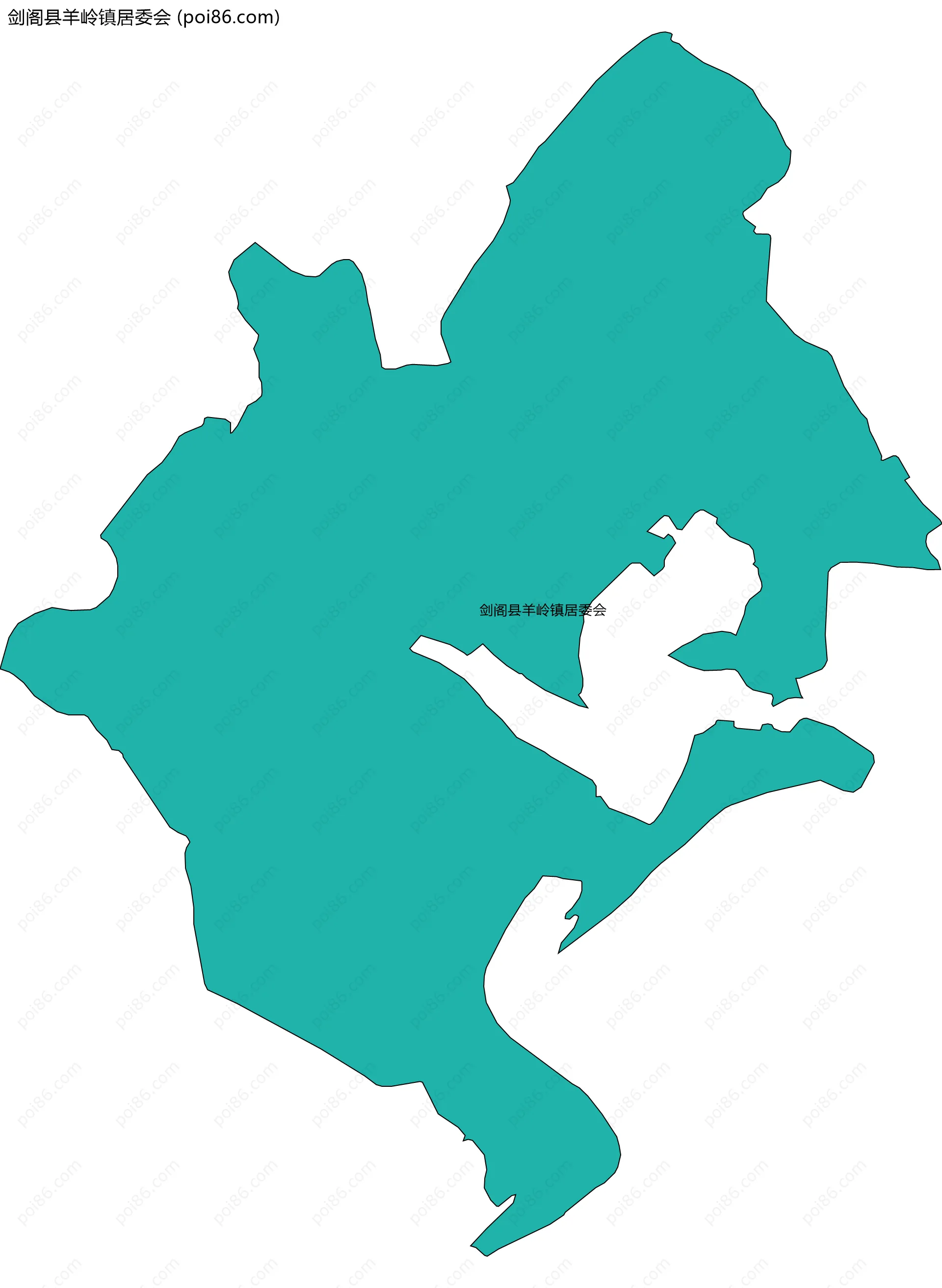 剑阁县羊岭镇居委会边界地图