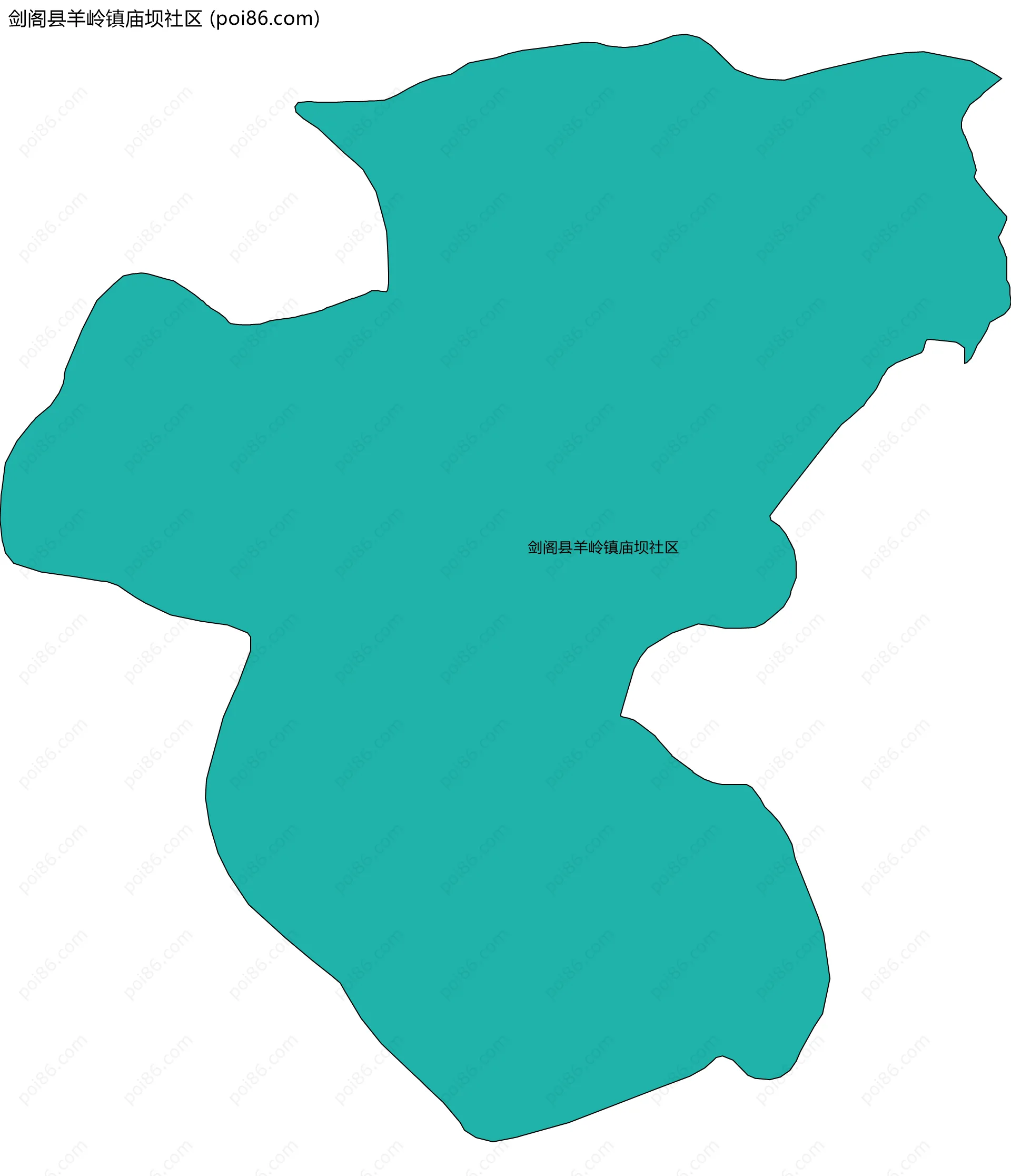 剑阁县羊岭镇庙坝社区边界地图