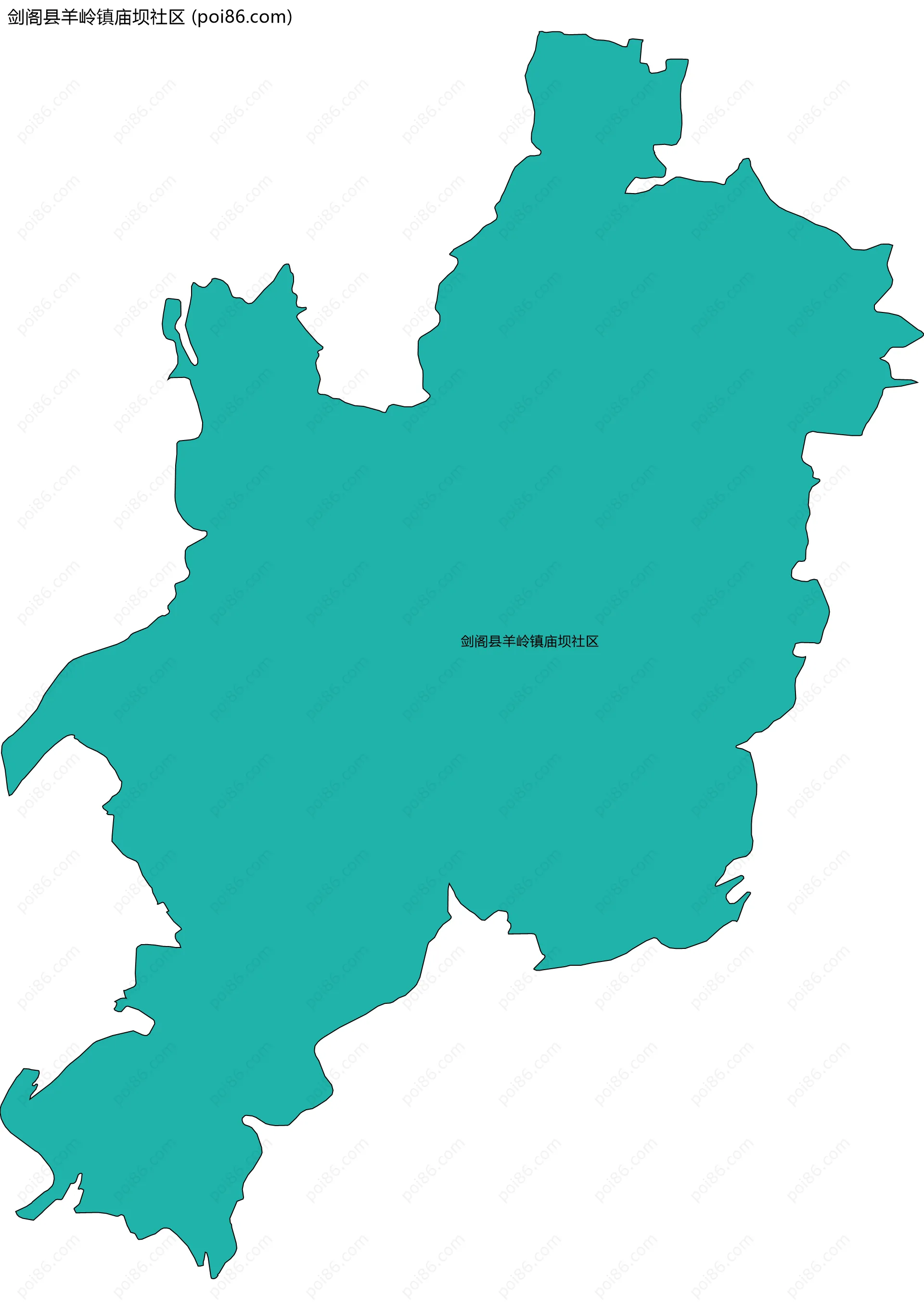 剑阁县羊岭镇庙坝社区边界地图