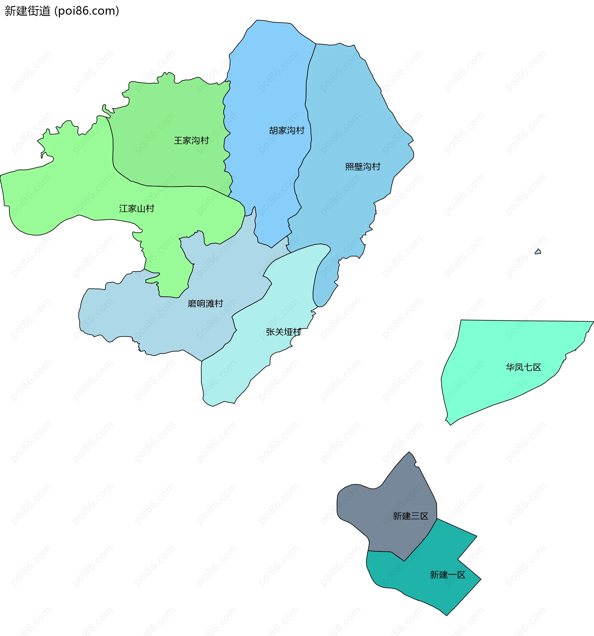 新建街道边界地图(五级行政区划)