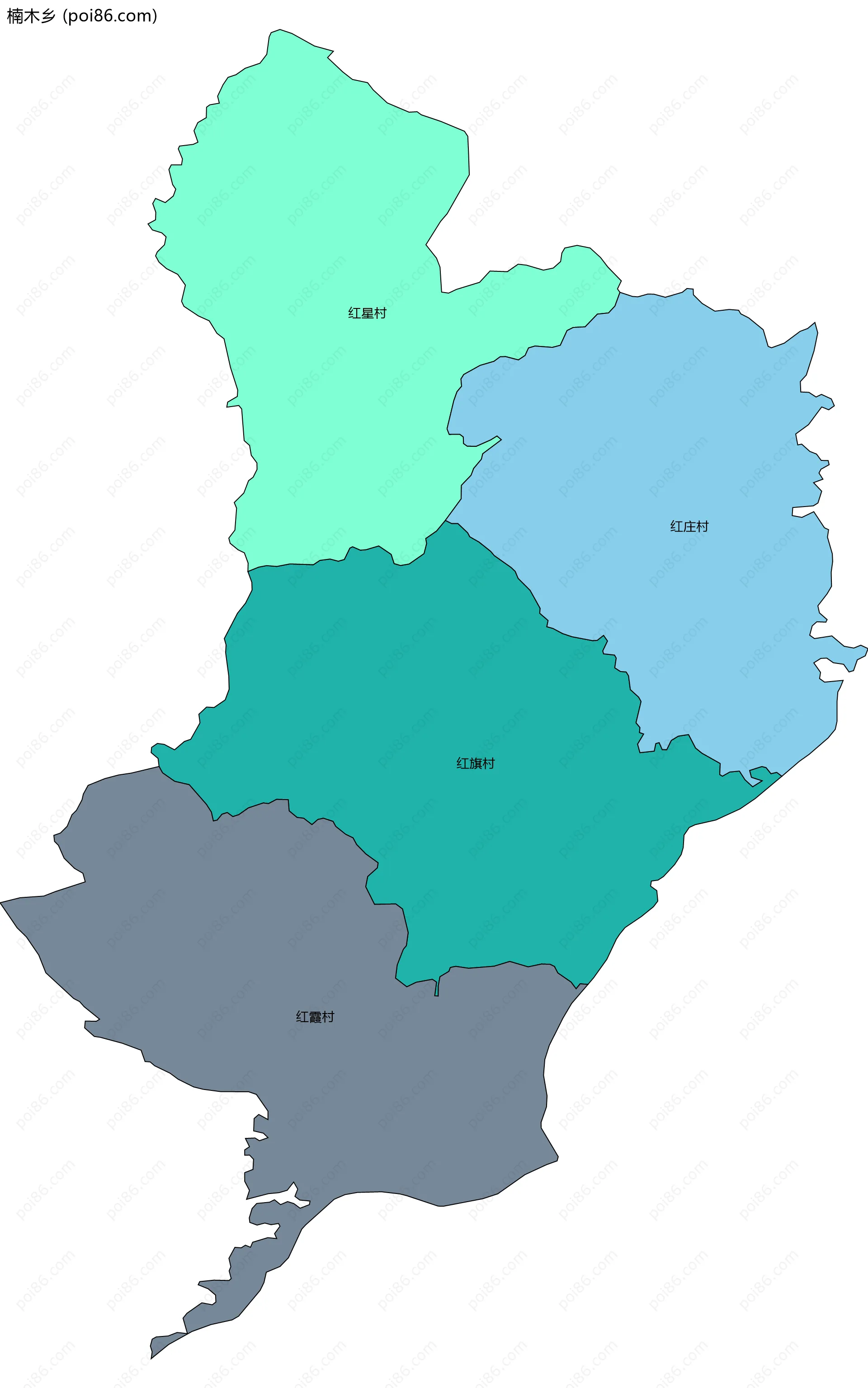 楠木乡边界地图(五级行政区划)