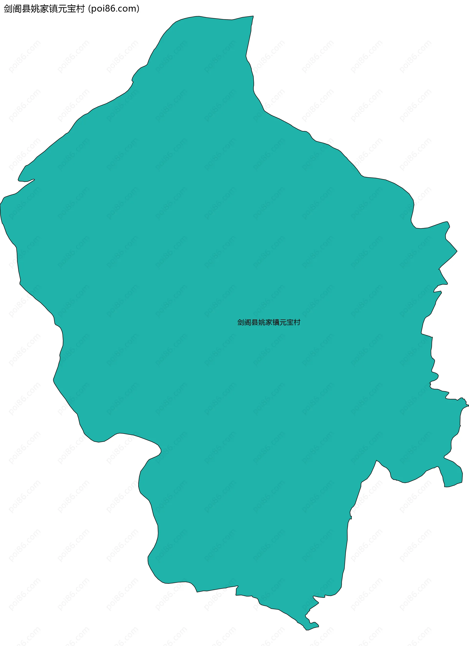 剑阁县姚家镇元宝村边界地图