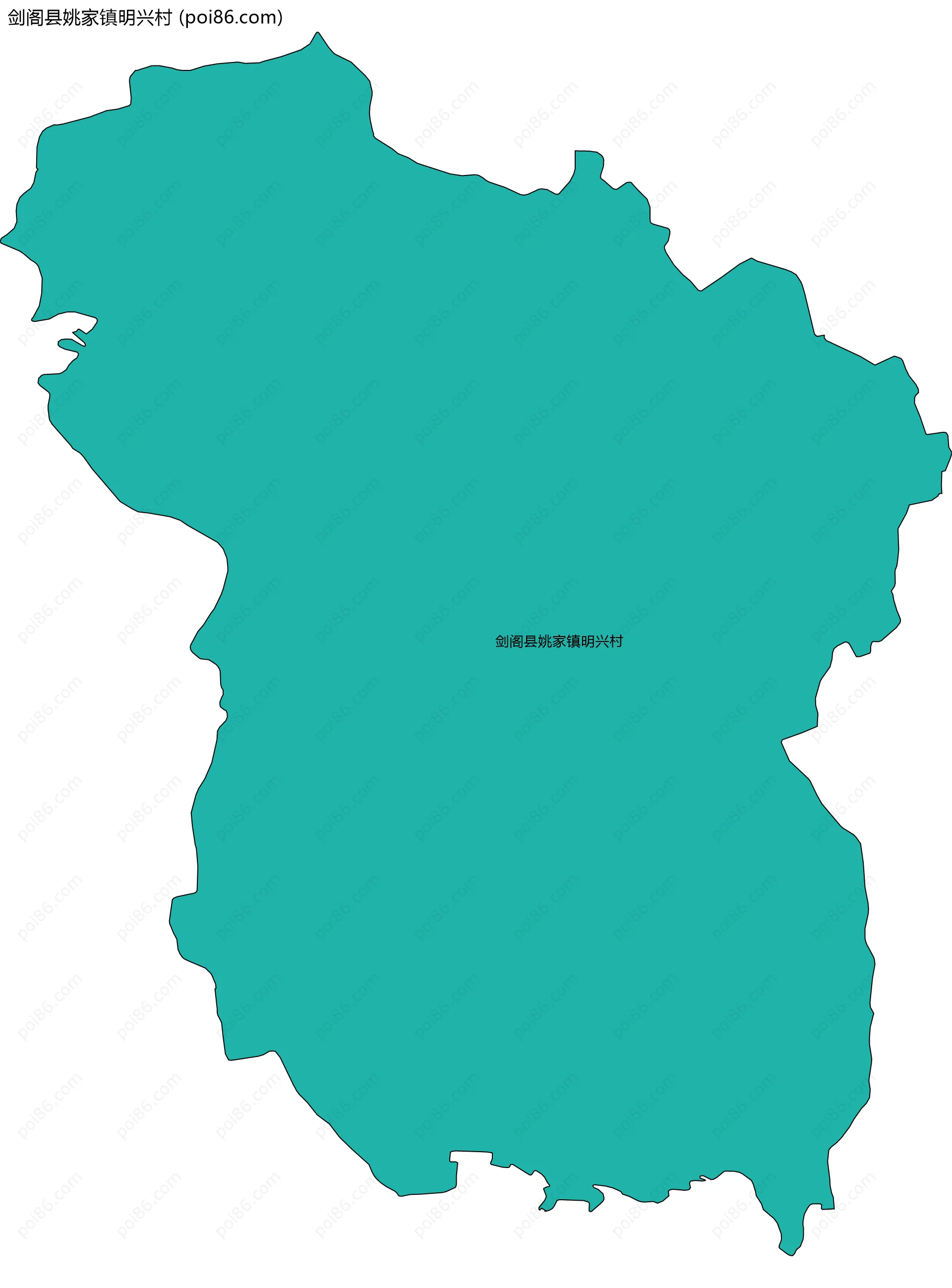 剑阁县姚家镇明兴村边界地图