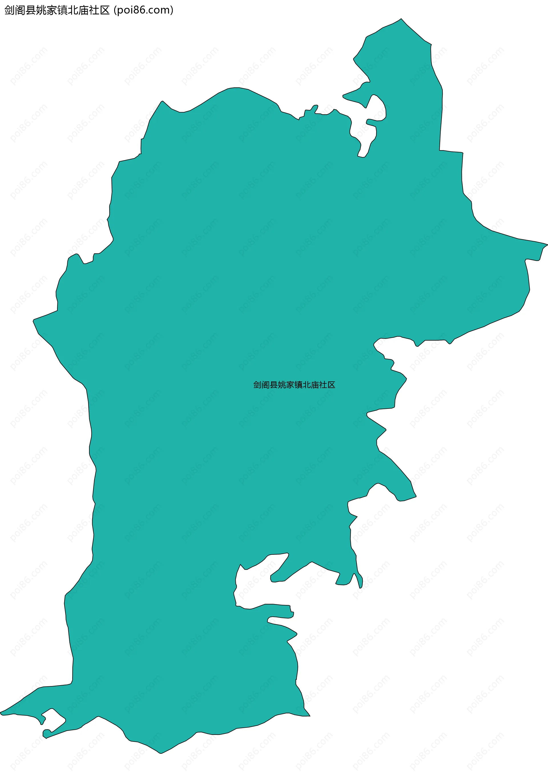 剑阁县姚家镇北庙社区边界地图