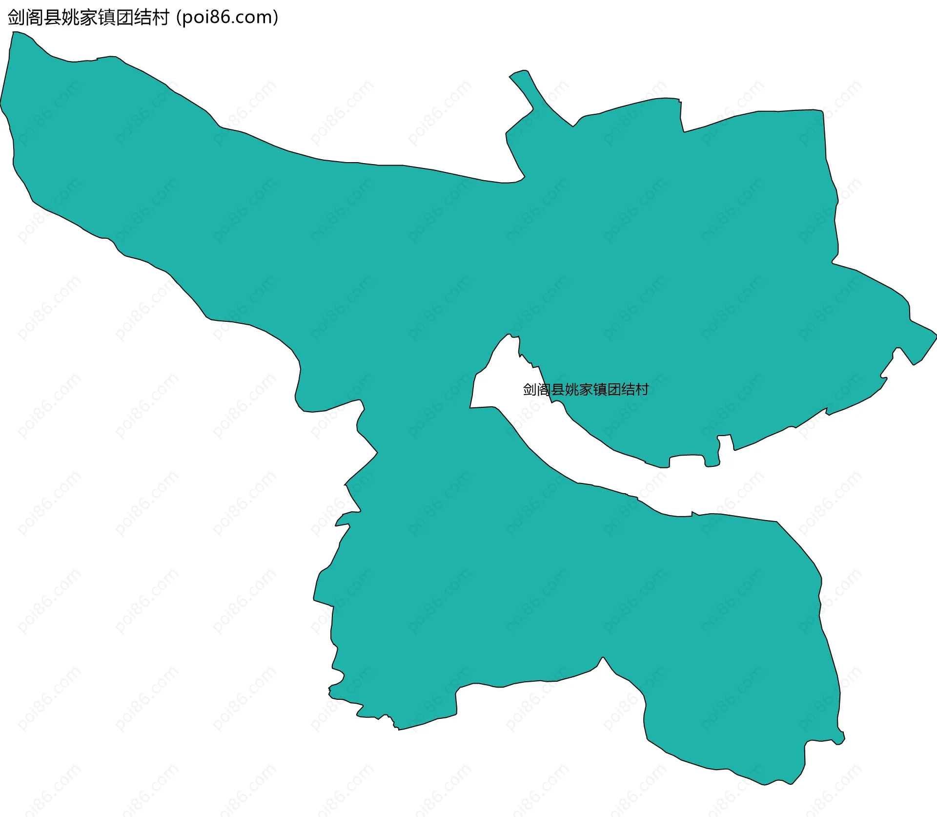 剑阁县姚家镇团结村边界地图