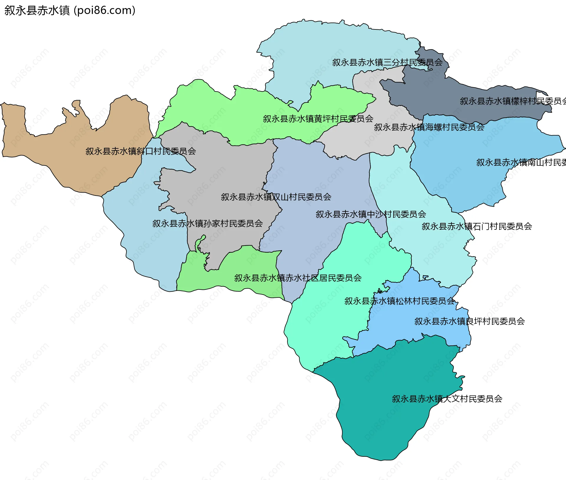 叙永县赤水镇边界地图(五级行政区划)