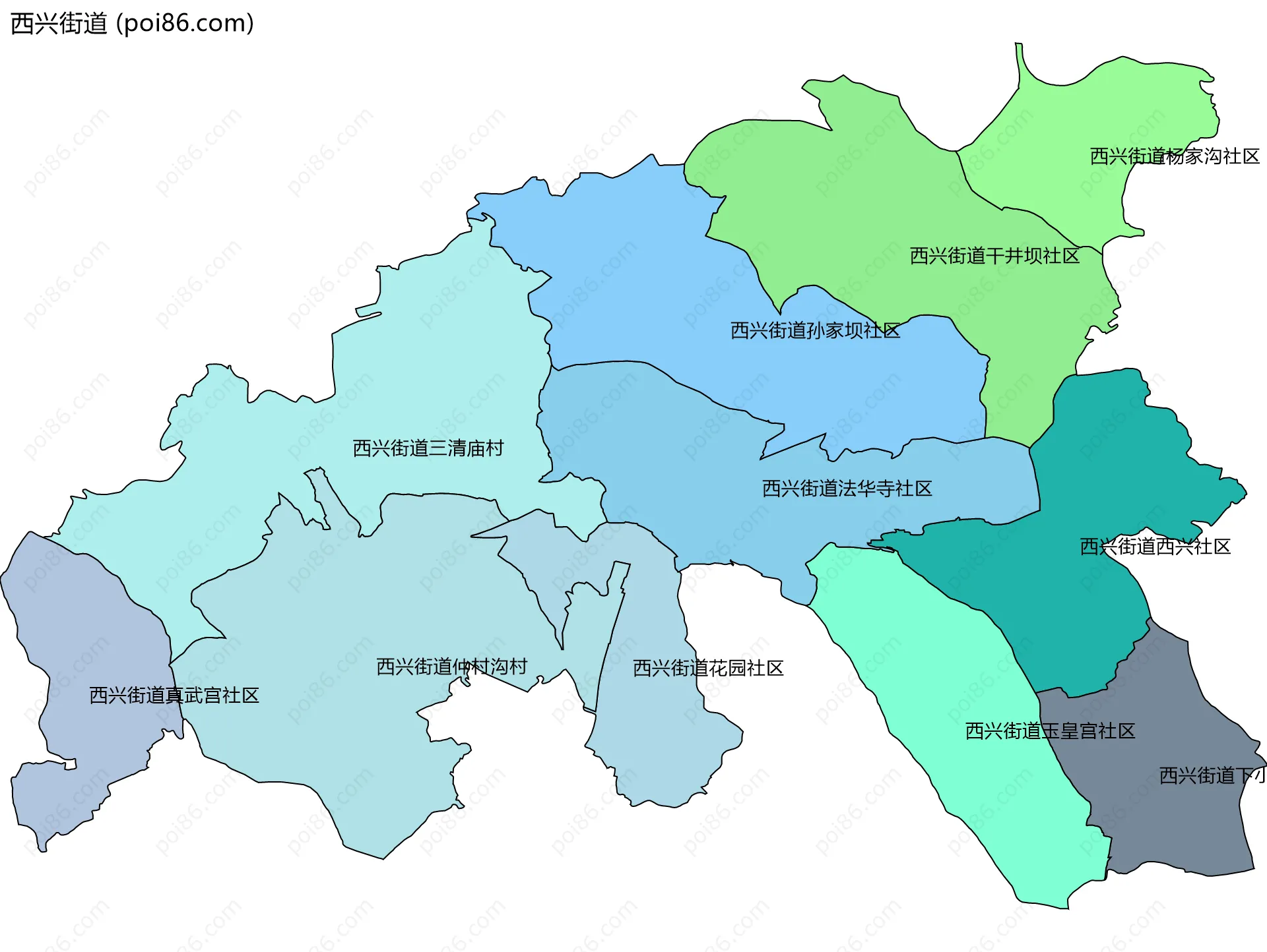 西兴街道边界地图(五级行政区划)