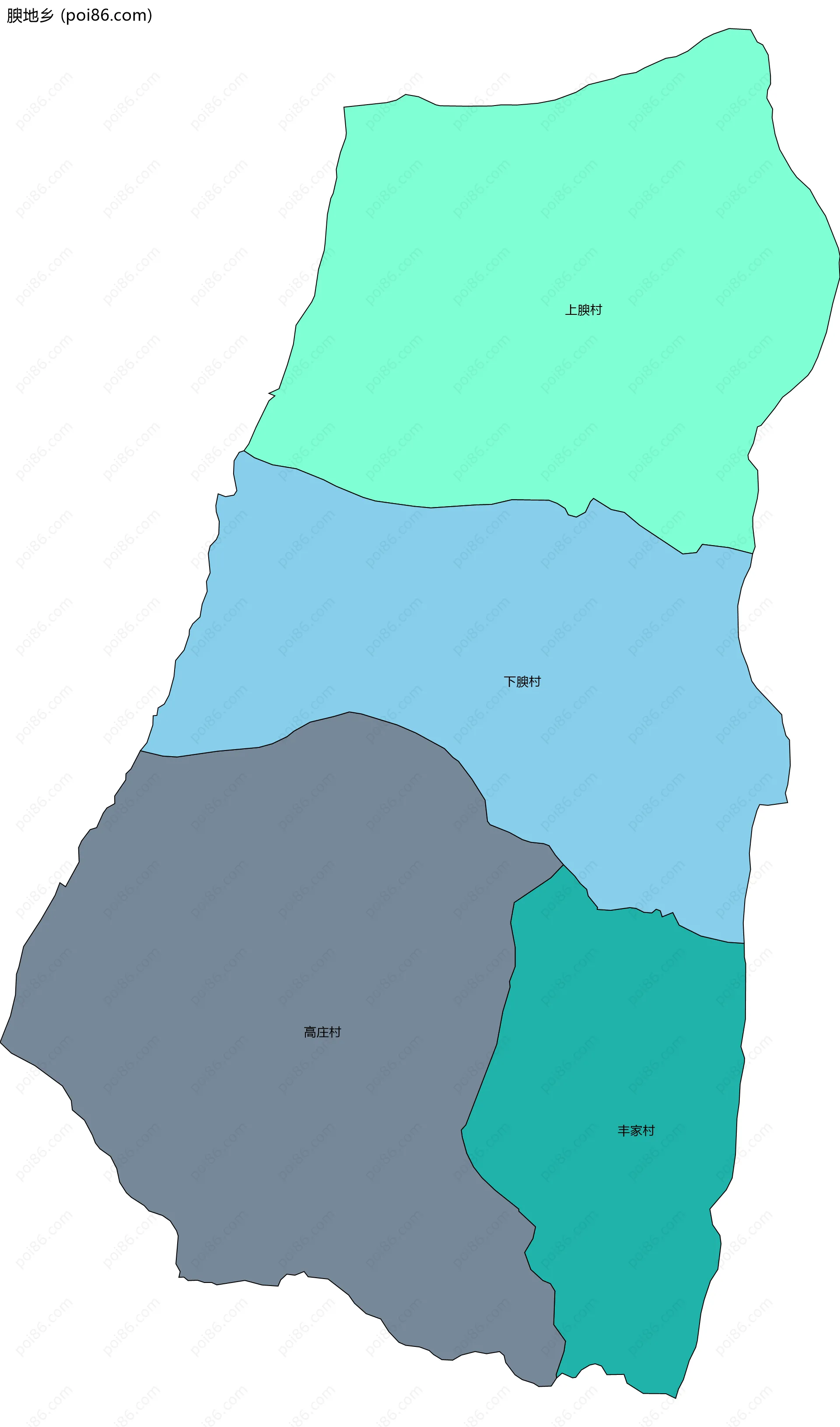 腴地乡边界地图(五级行政区划)