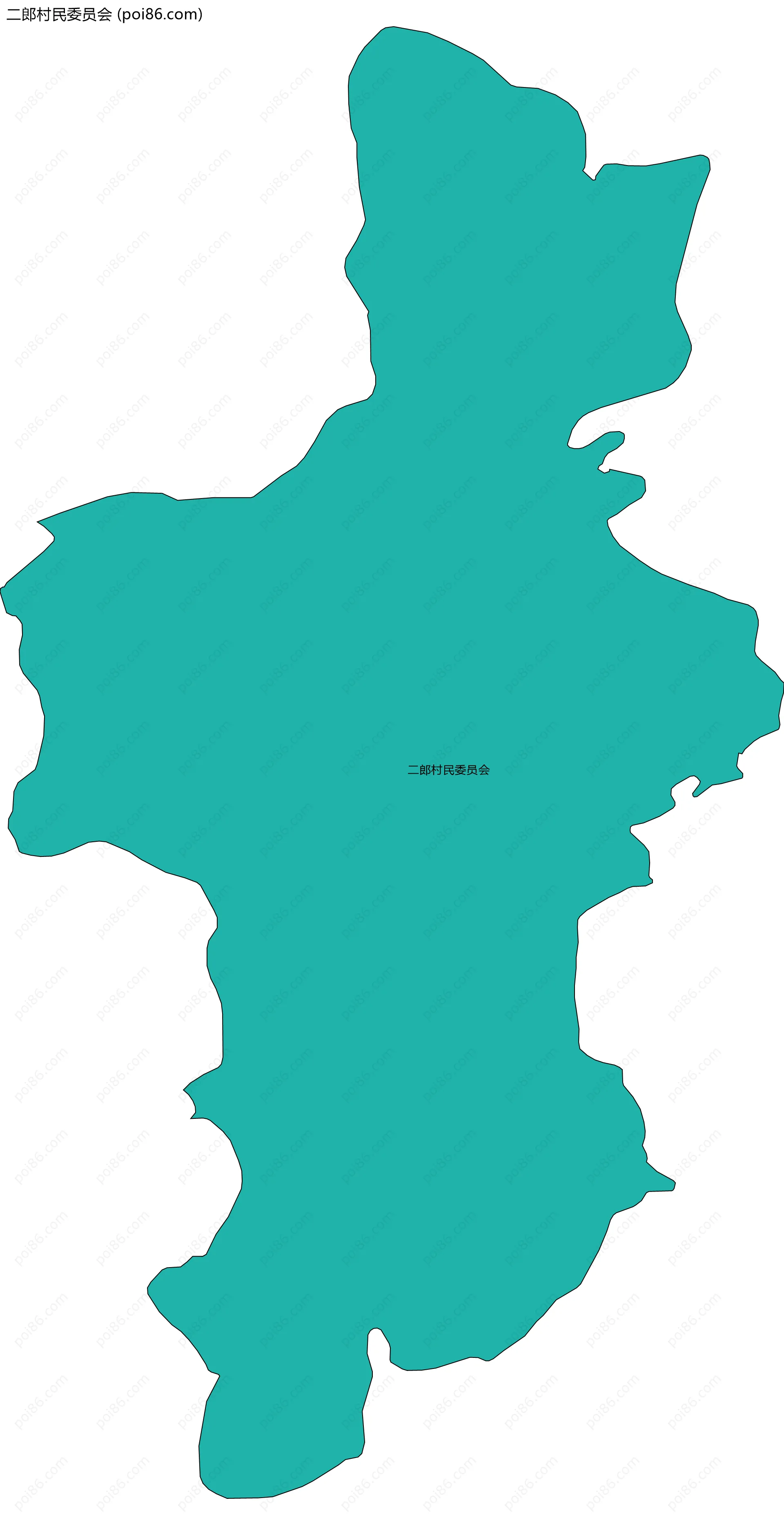 二郎村民委员会边界地图