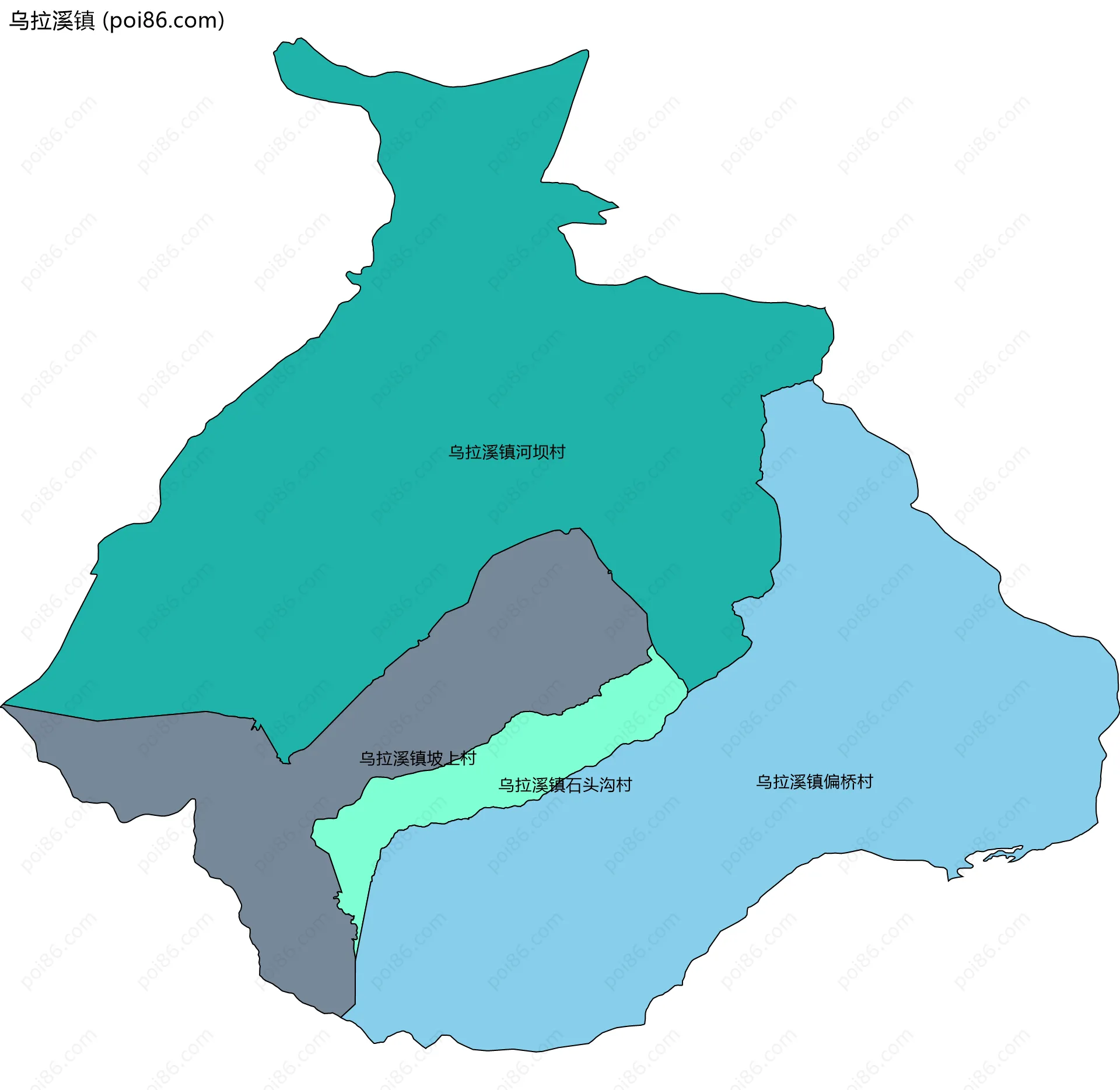 乌拉溪镇边界地图(五级行政区划)