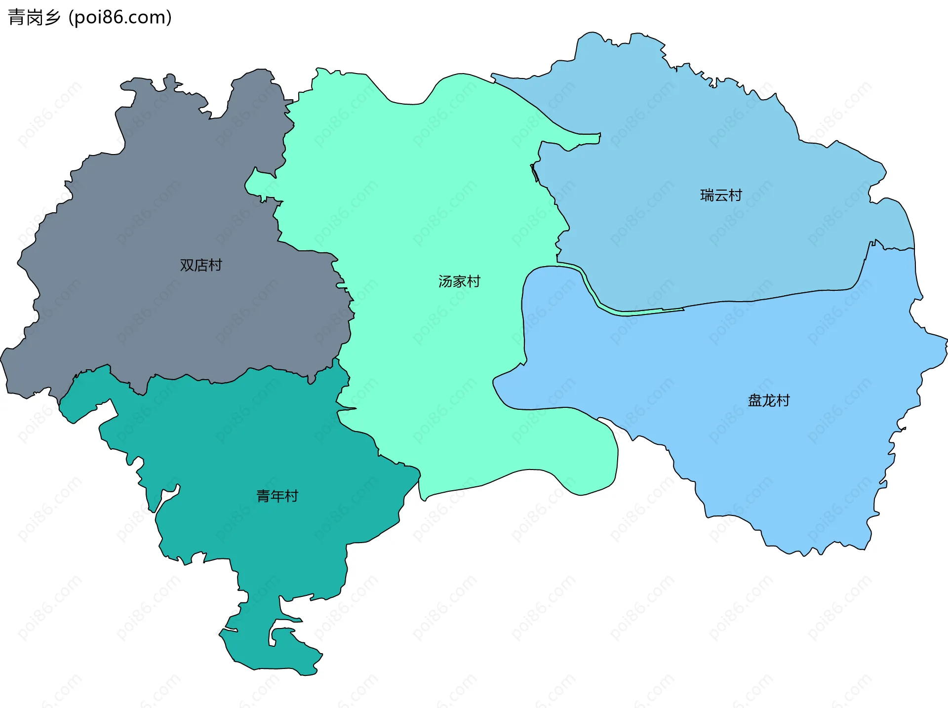 青岗乡边界地图(五级行政区划)
