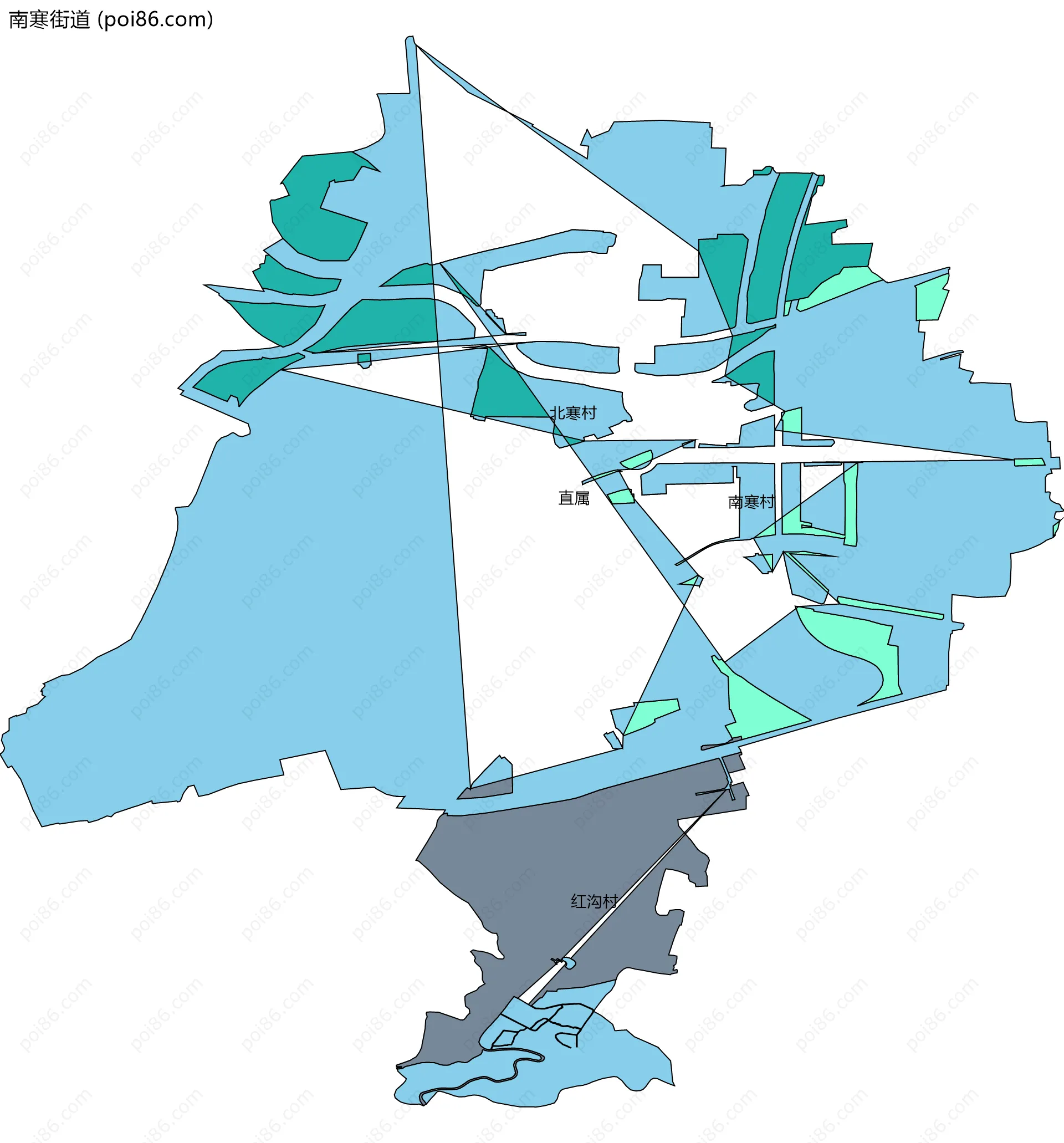 南寒街道边界地图(五级行政区划)