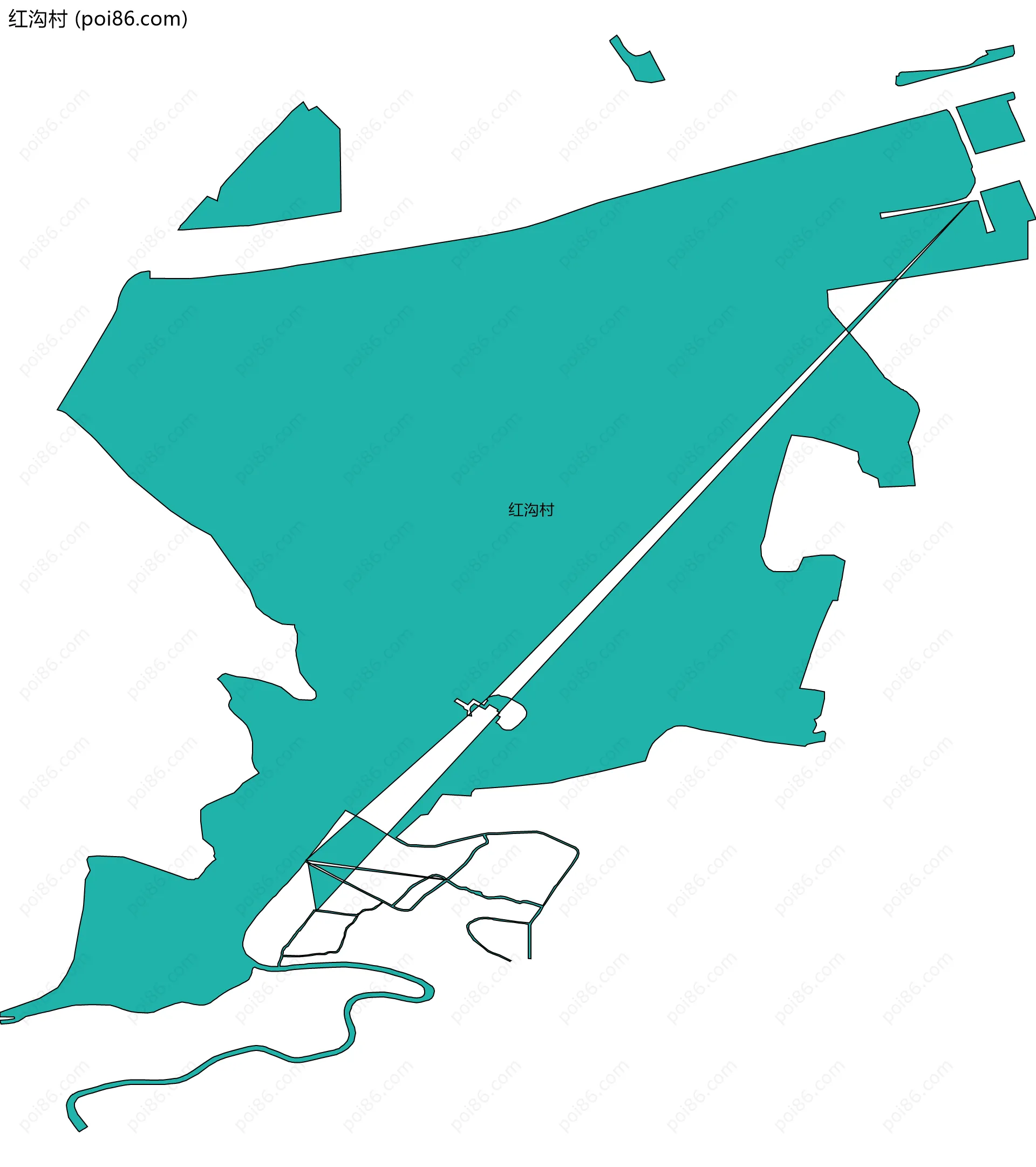 红沟村边界地图